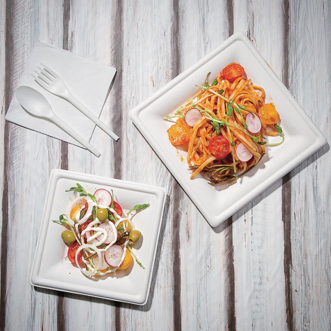 Fiesta Compostable Bagasse Square Plates 204mm (50 Pack)