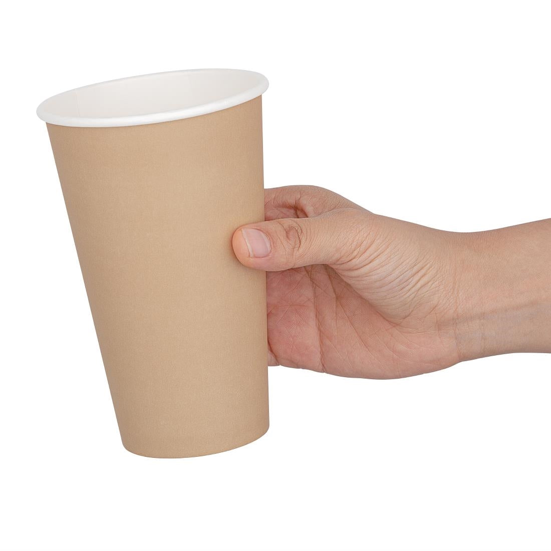 Fiesta Recyclable Single Wall Takeaway Coffee Cups Kraft 455ml / 16oz (50 Pack)