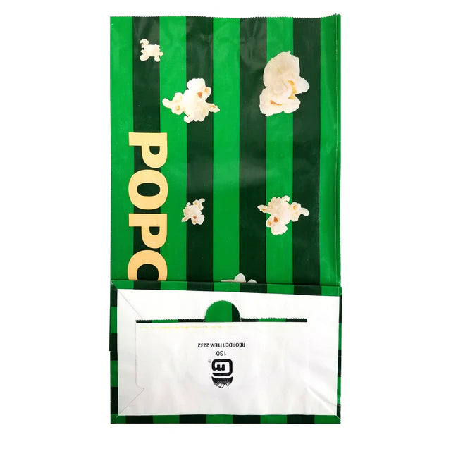 Striped Laminated Popcorn Bag 130-oz Green X 500