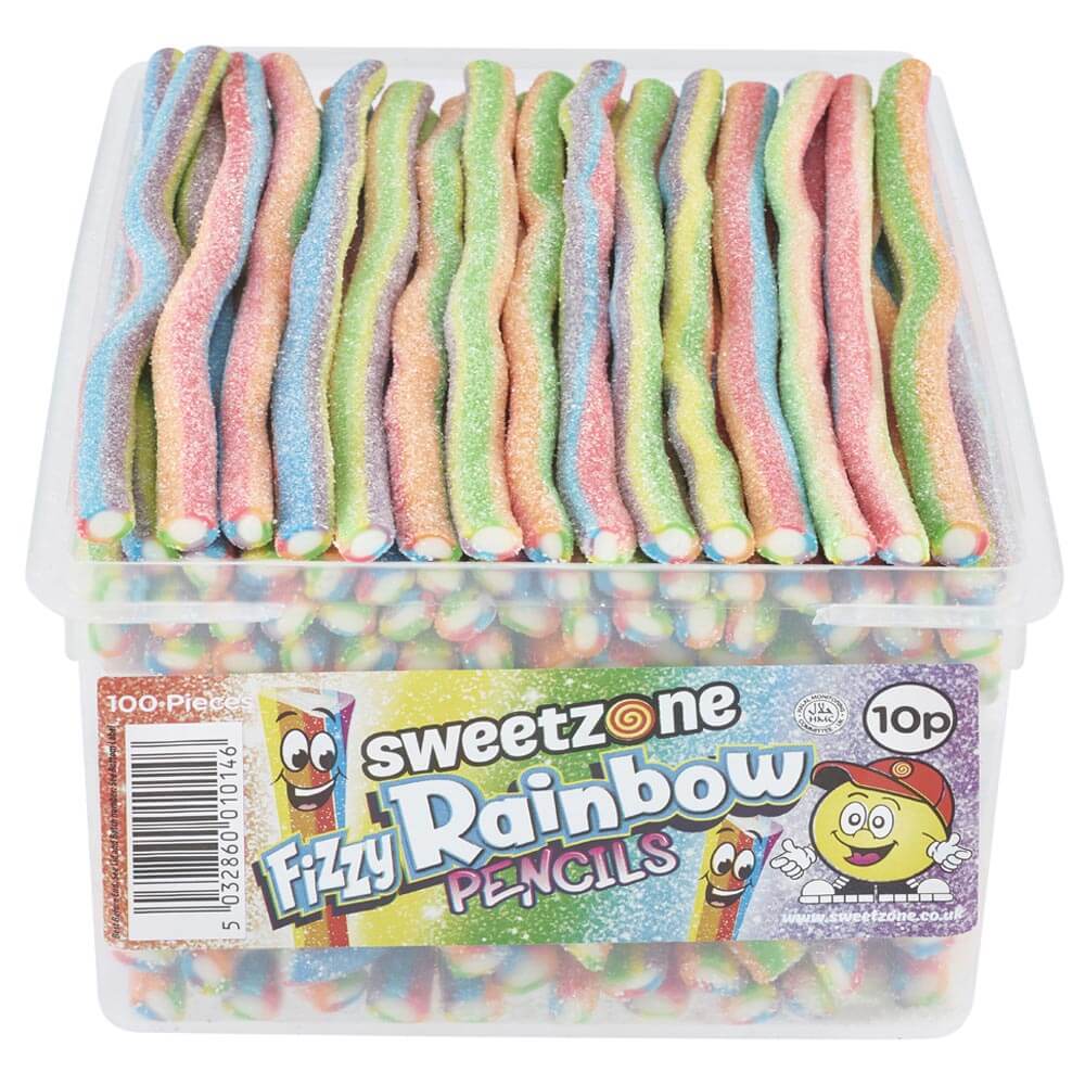 10p Pencils - Fizzy Rainbow (100 Pieces) 1.1kg Tub