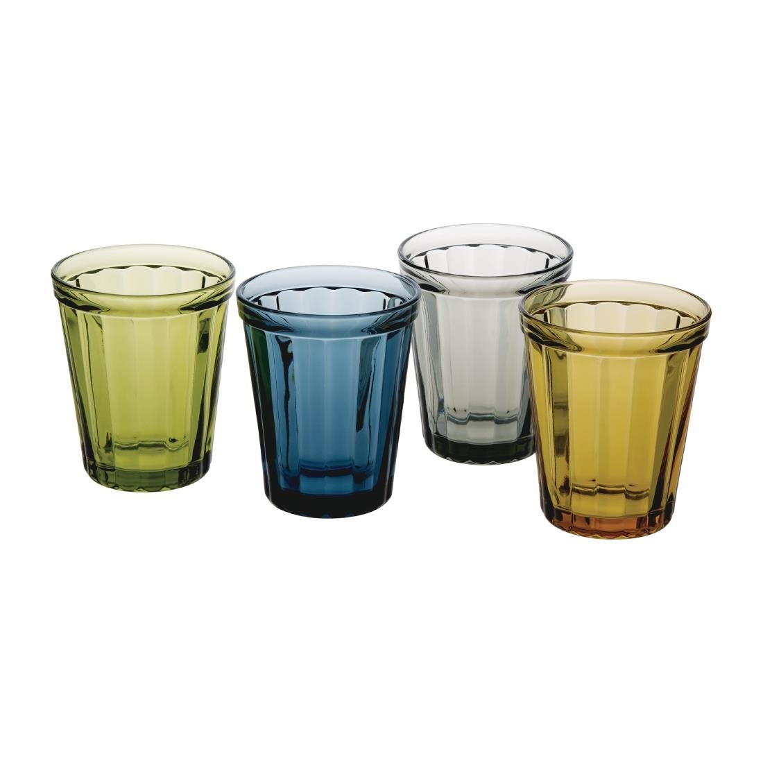 Olympia Cabot Panelled Glass Tumbler Green 260ml (6 pack)