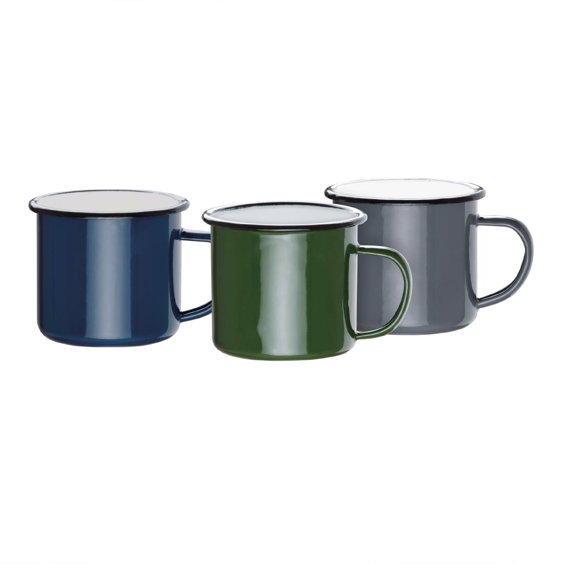 Olympia Enamel Mugs Blue 350ml (Pack of 6)