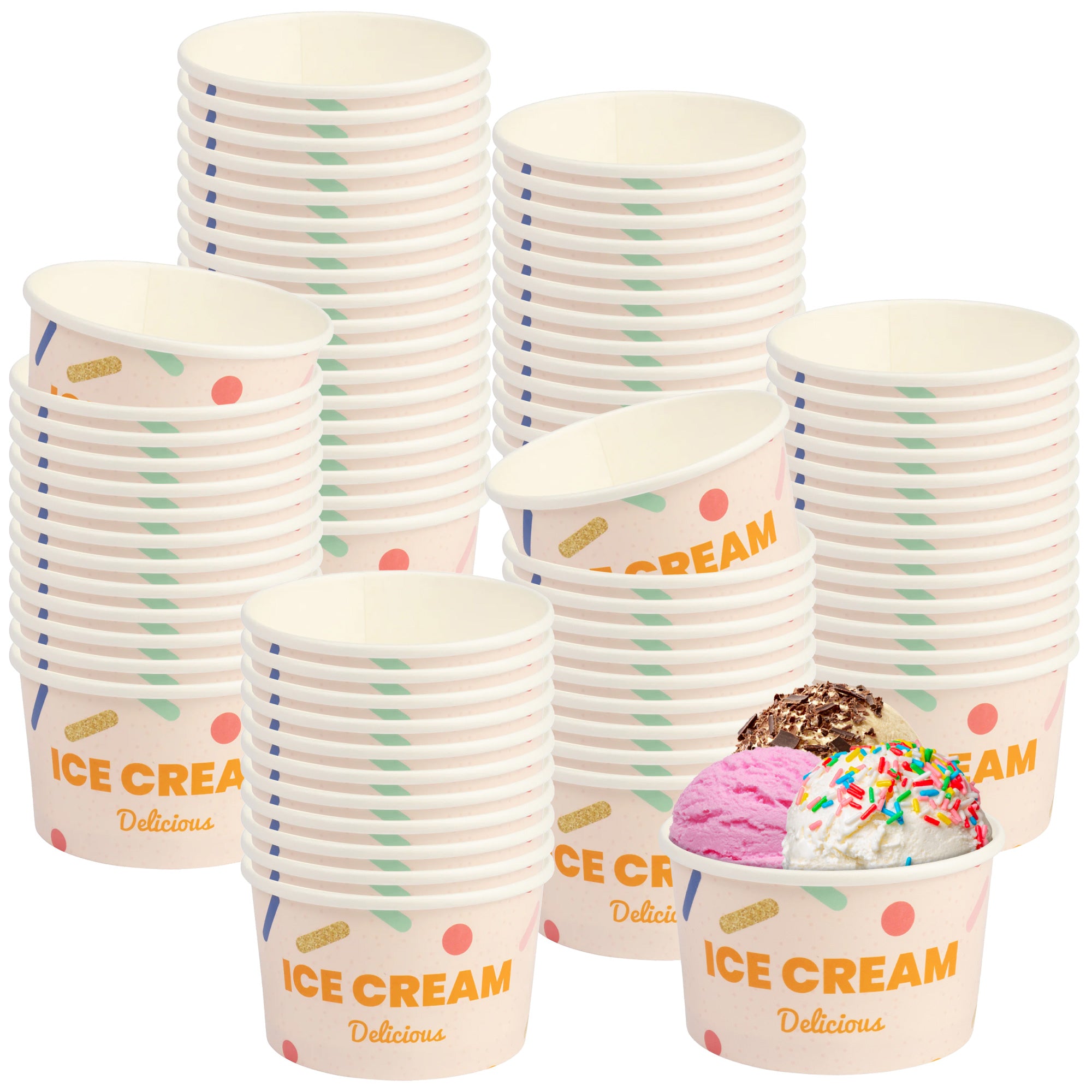 DEXLO 8oz Ice Cream Tubs 3 Scoops  (Pack of 1000)