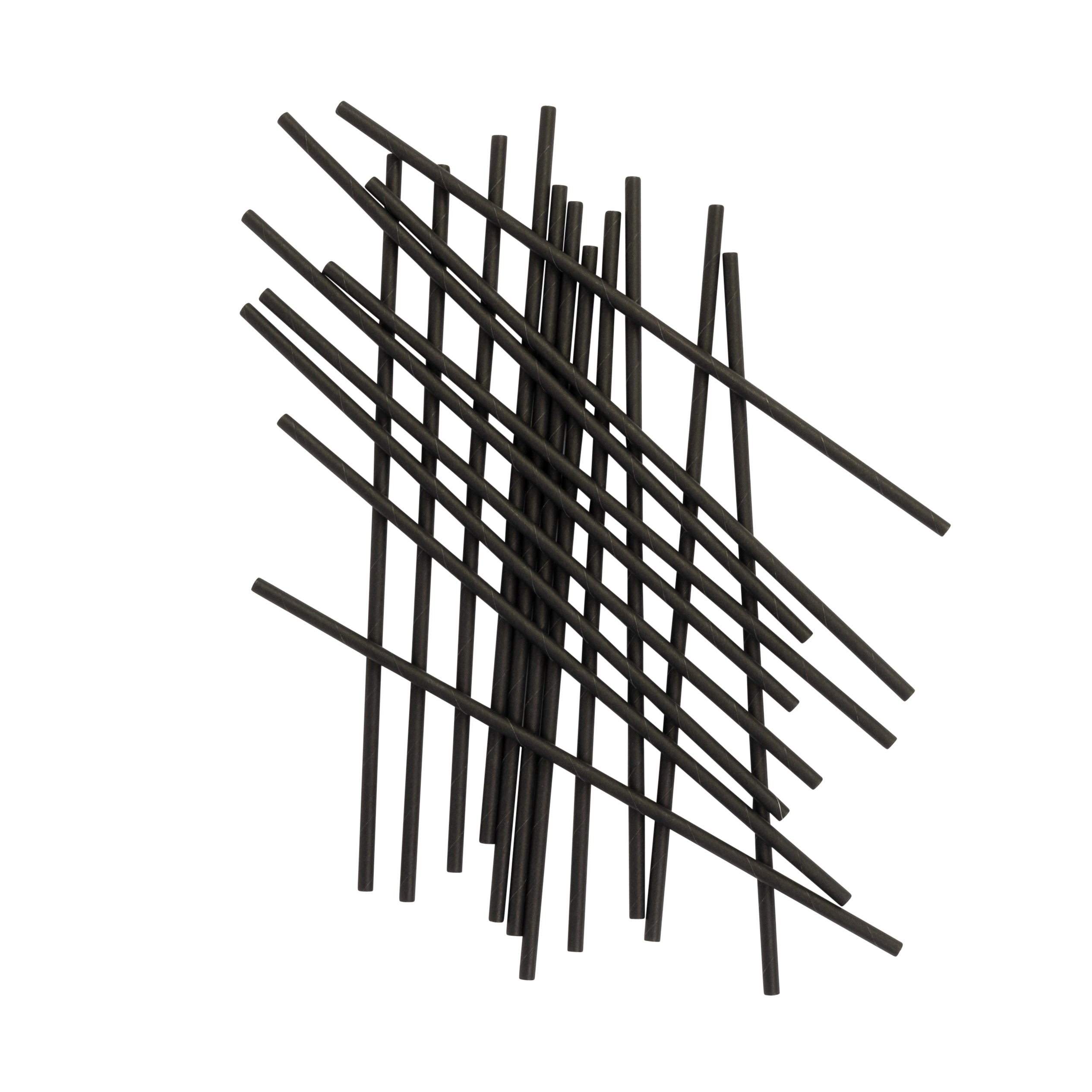 Straight Bottle Straw Paper 6mm Black (Pack of 250) Biodegradable