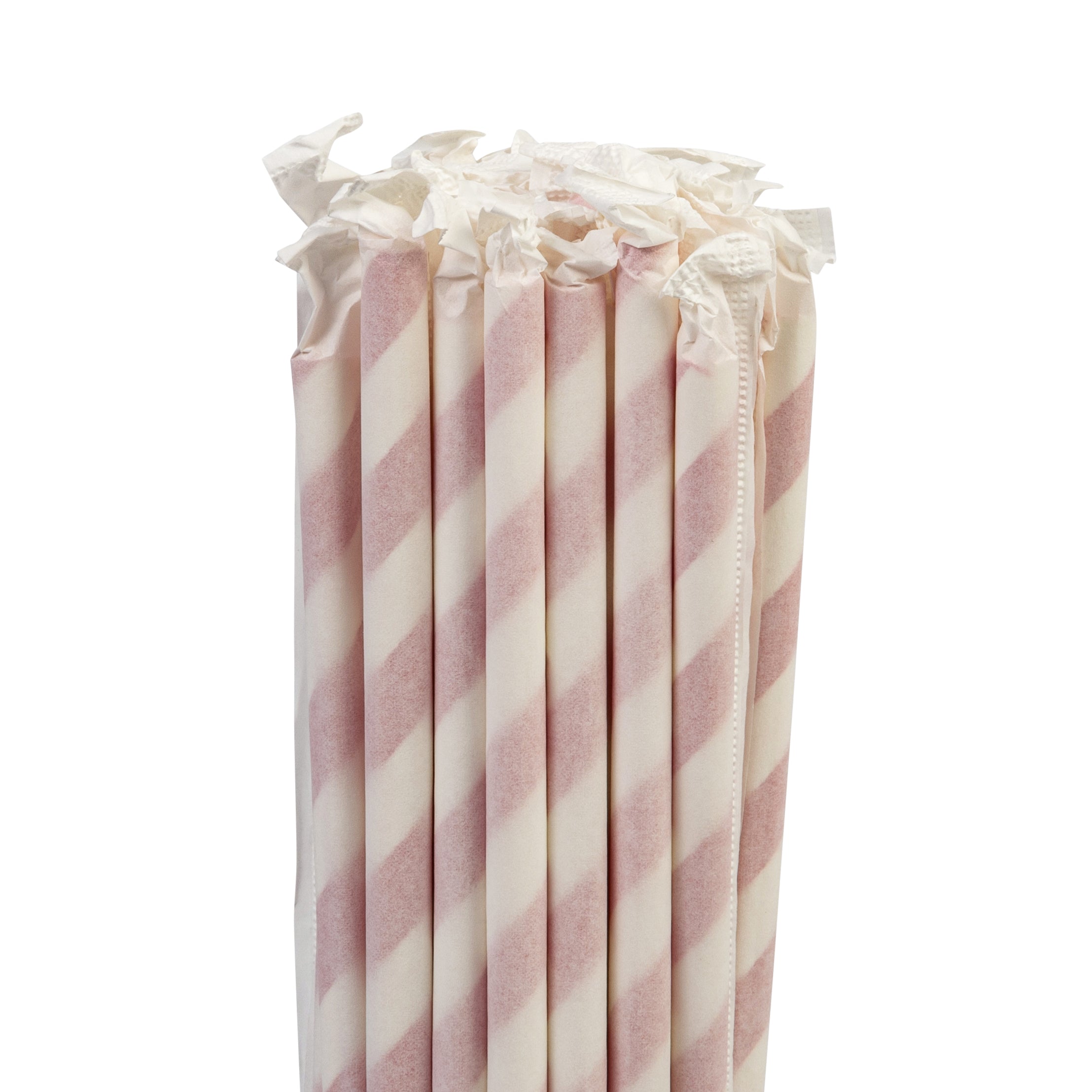 Straight Straw Paper (200x6mm/8") Red Stripe (Paper Wrapped) Biodegradable