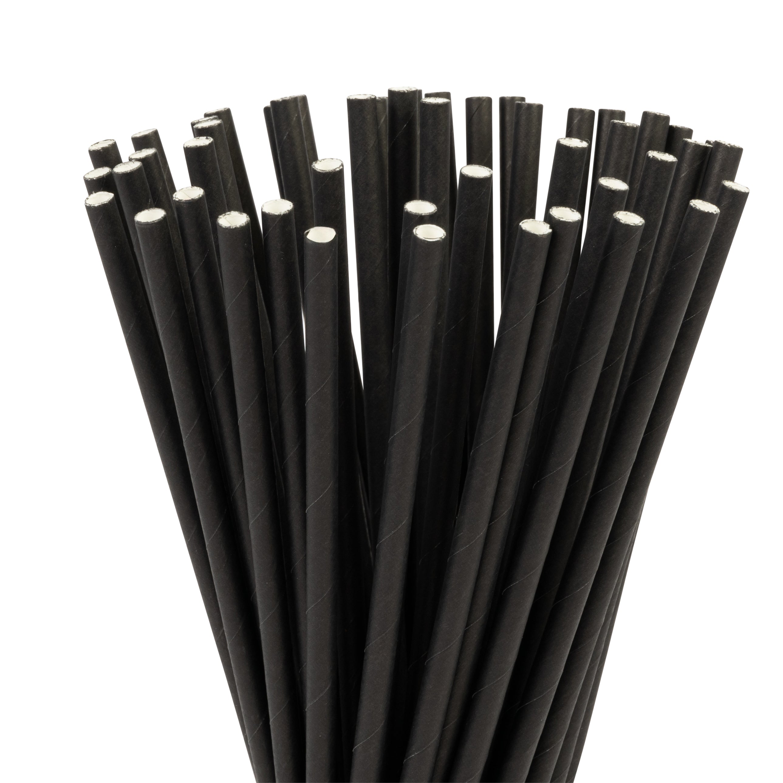 Straight Bottle Straw Paper 6mm Black (Pack of 250) Biodegradable