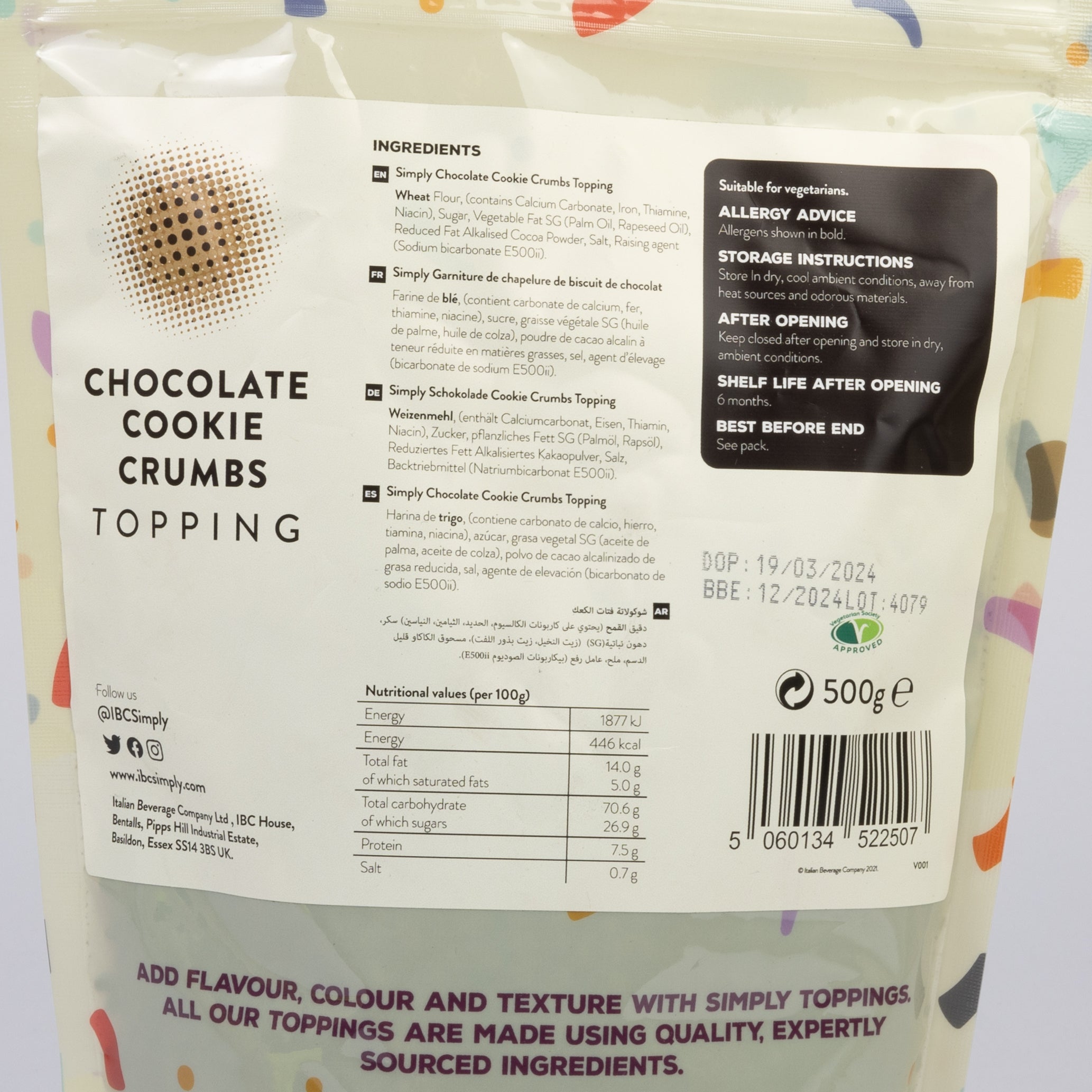 Simply Chocolate Biscuit/Cookie Crumb topping 500g