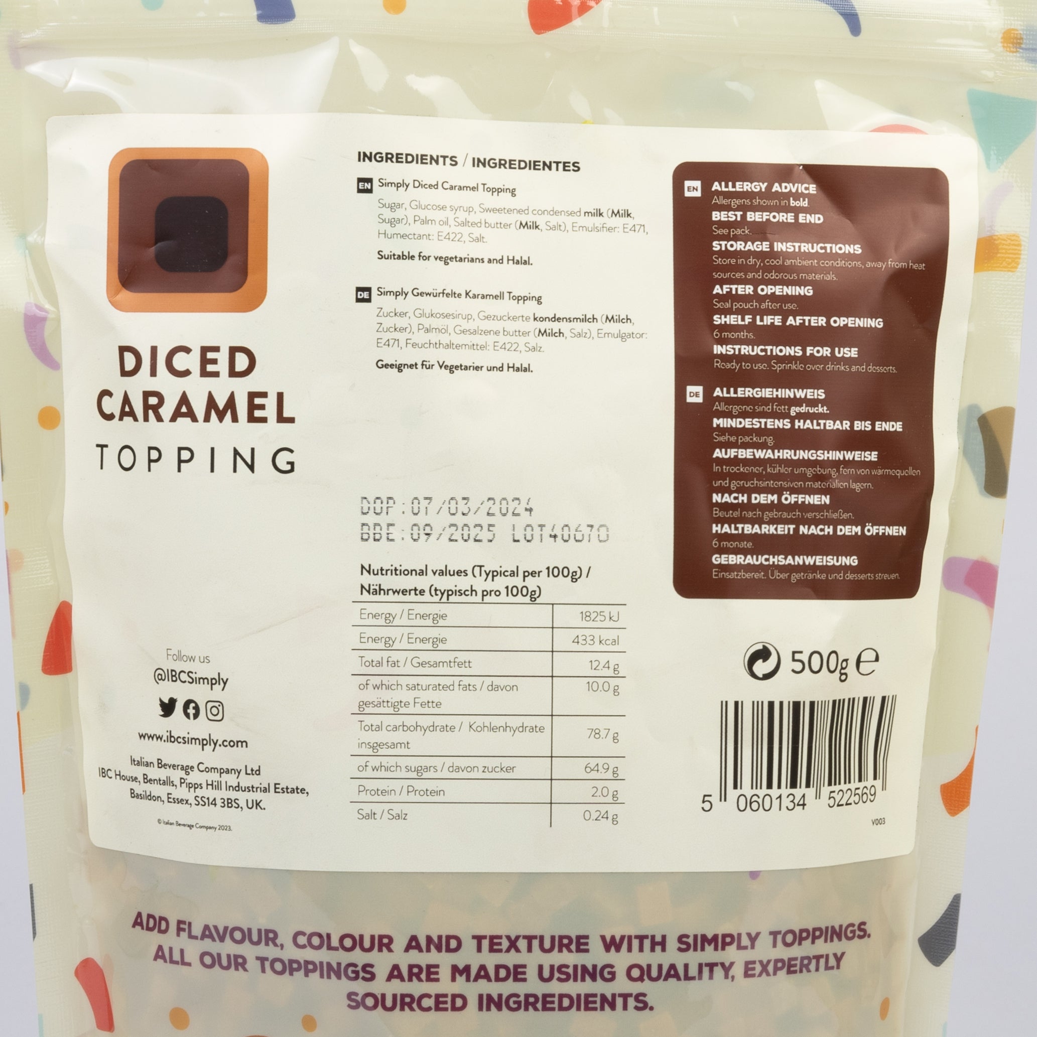 Simply Diced Caramel topping 500g