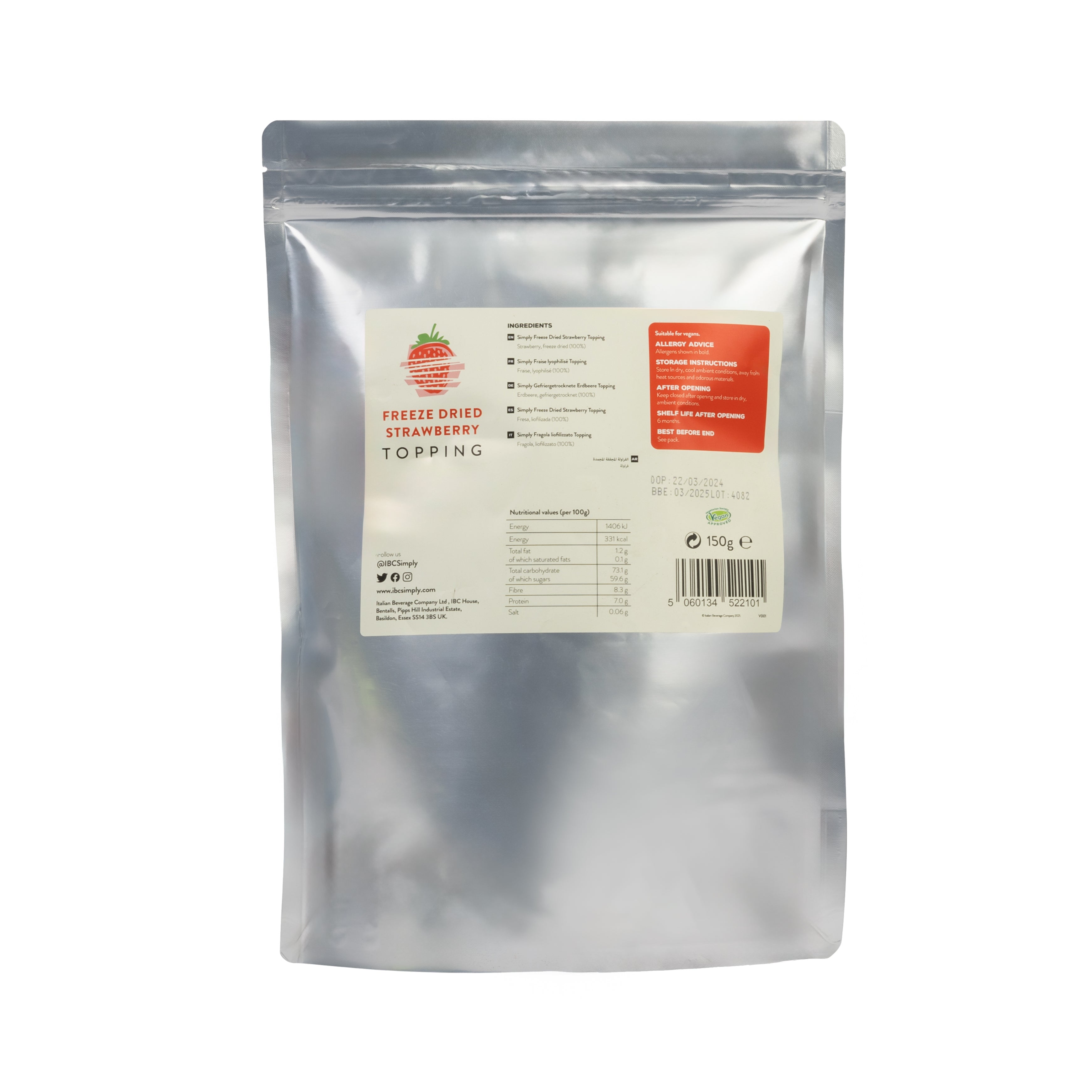 Simply Freeze Dried Strawberry Pieces topping 150g