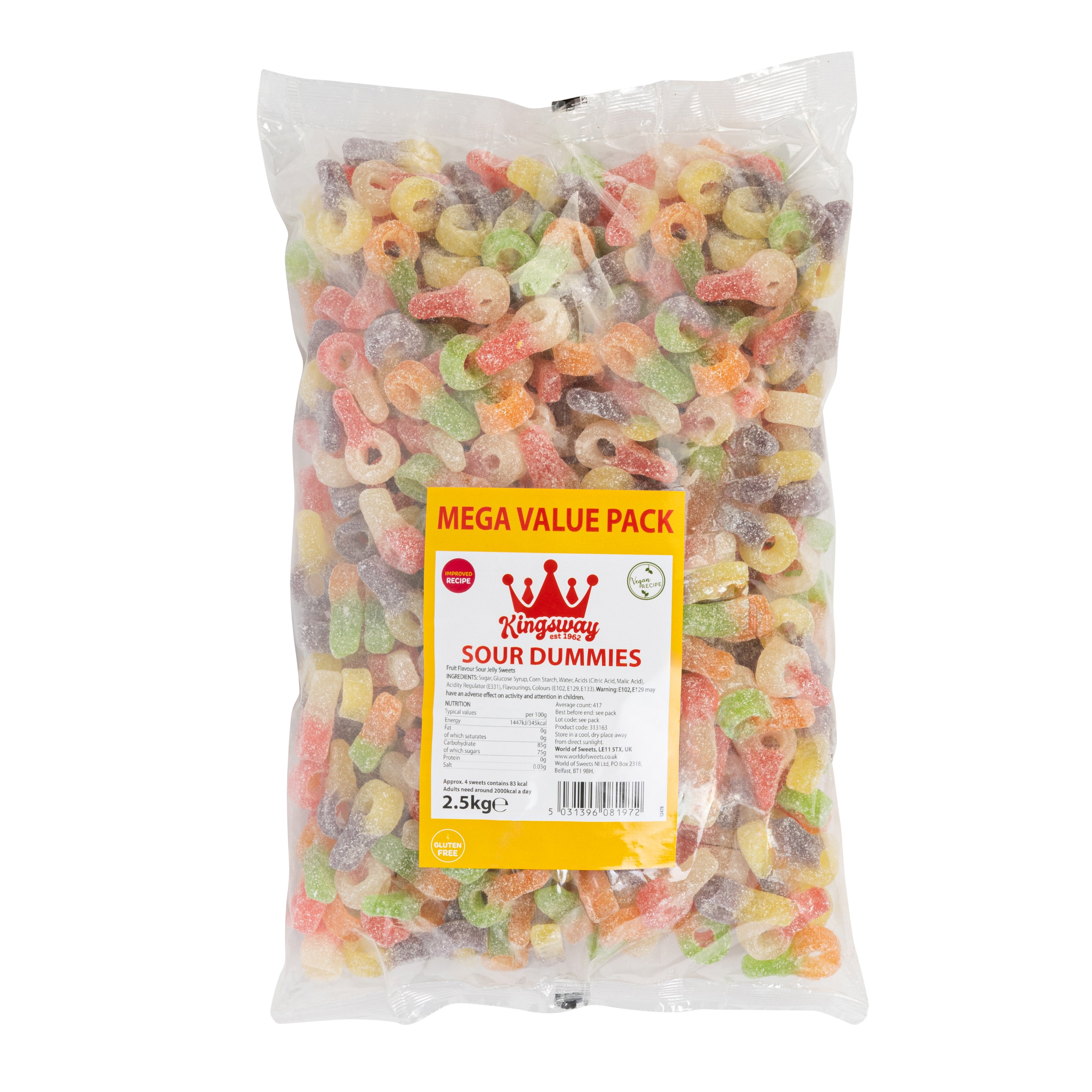 Mega Value Vegan Sour Dummies 2.5kg