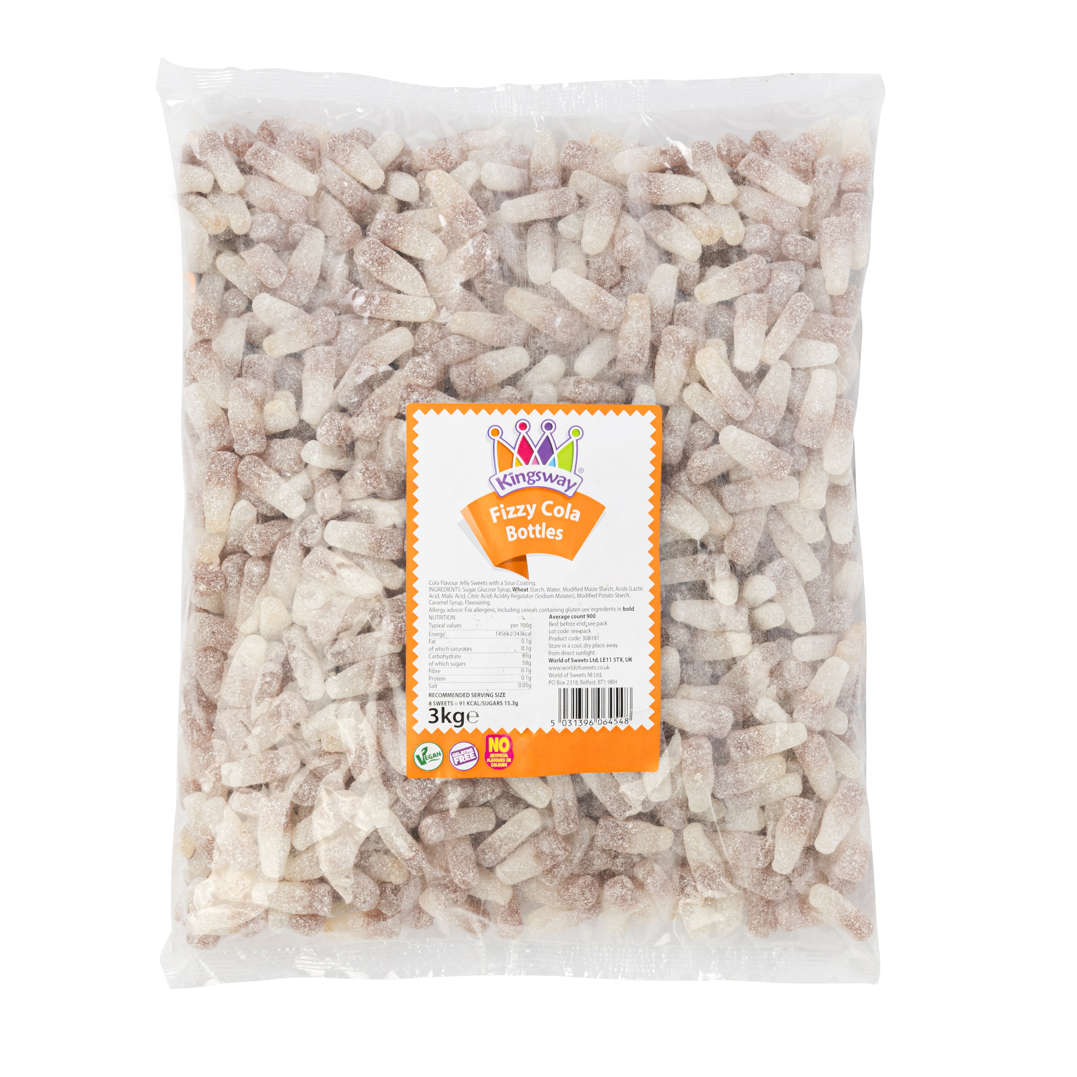 Kingsway Vegan Fizzy Cola Bottles 3kg