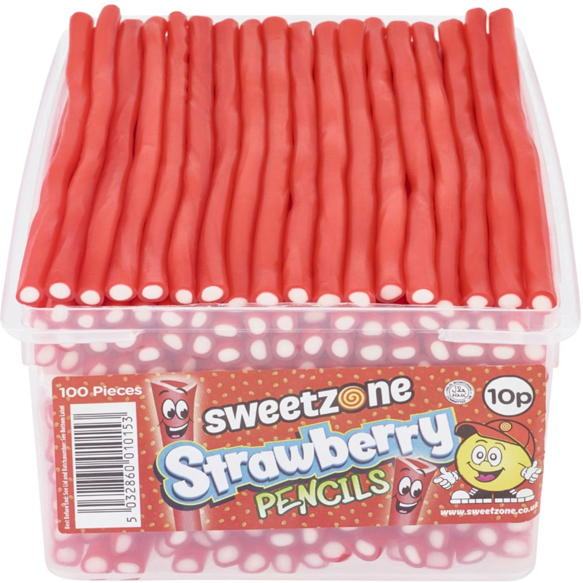 10p Pencils - Fizzy Strawberry (100 Pieces) 1.1kg Tub