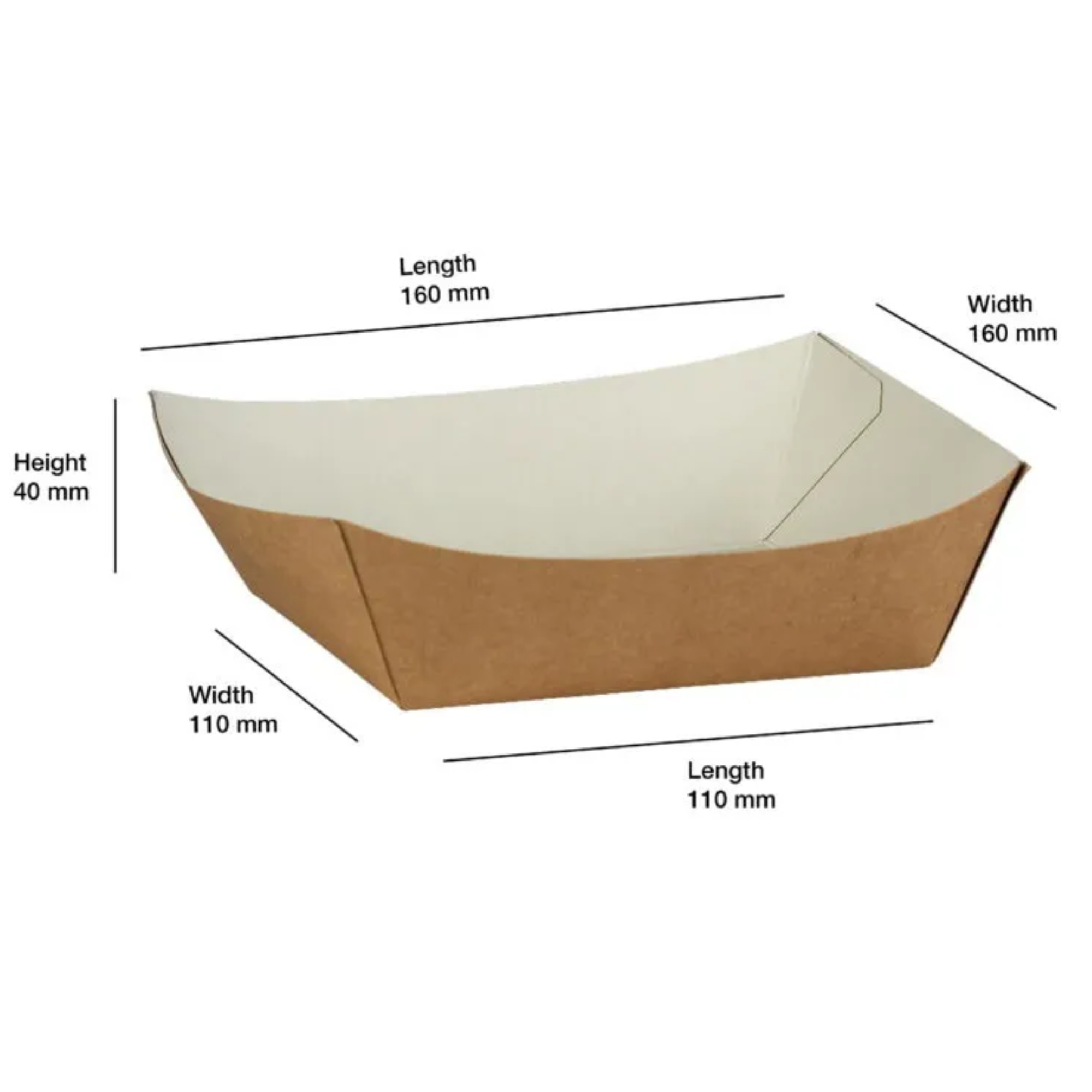Compostable Kraft Burger Tray - Full Case 500 Pack