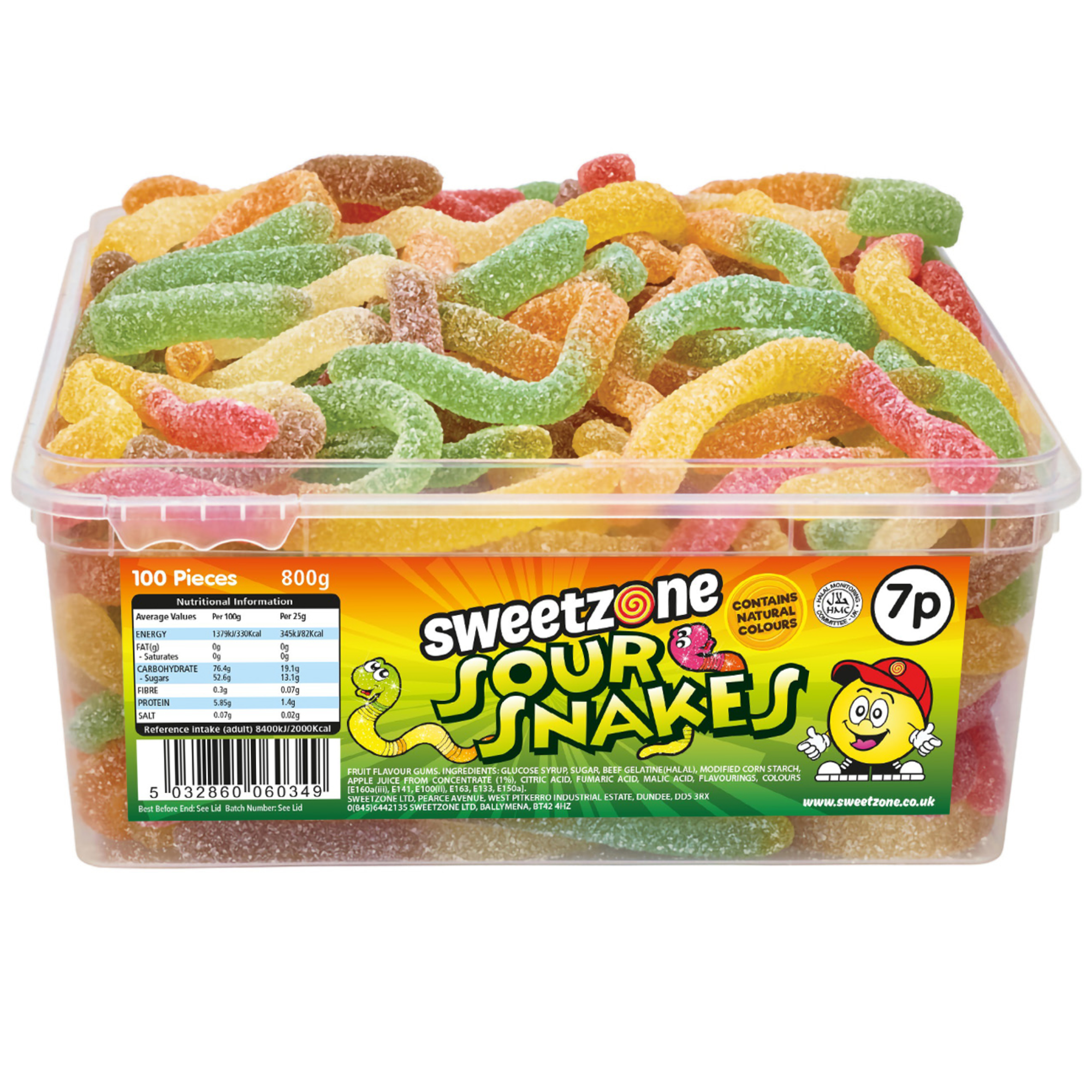 Sour Snakes 7p Tub 800g