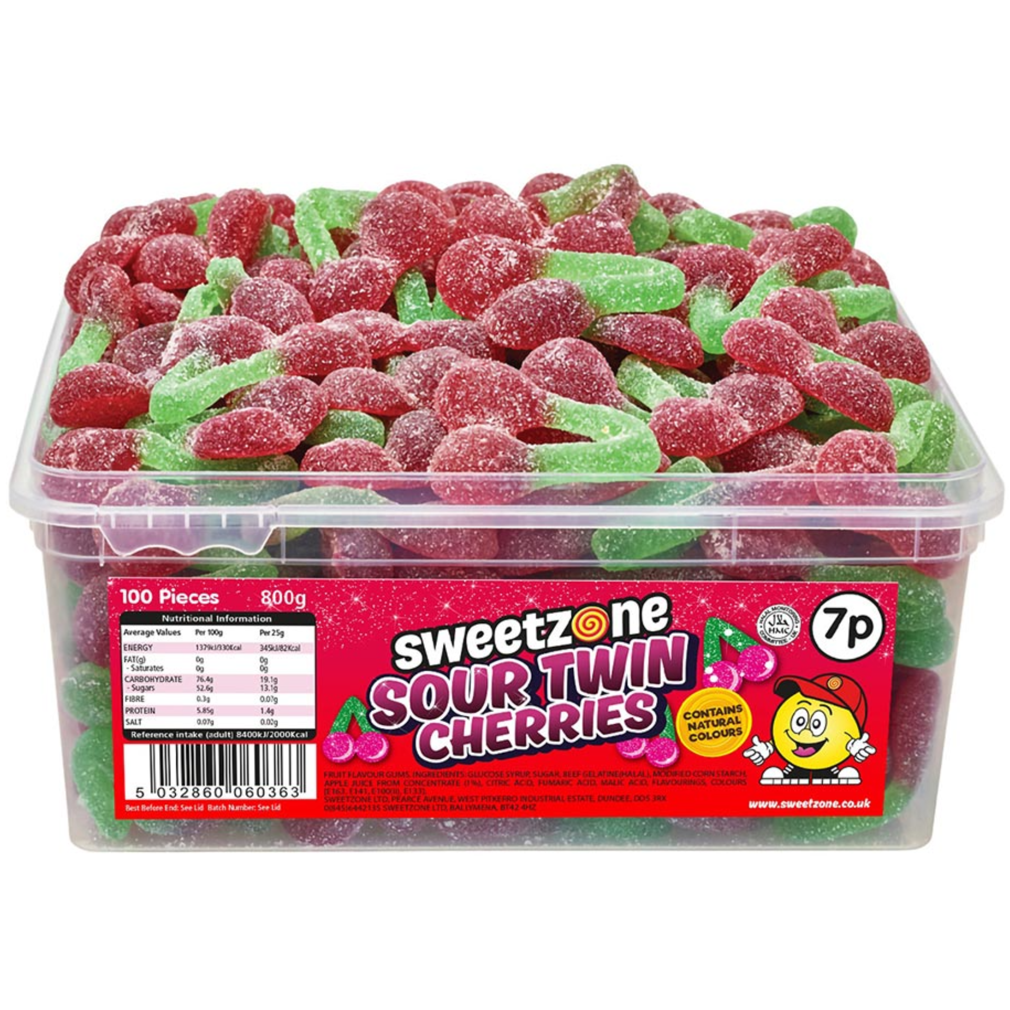 7p Sour Twin Cherries 800g Tubs