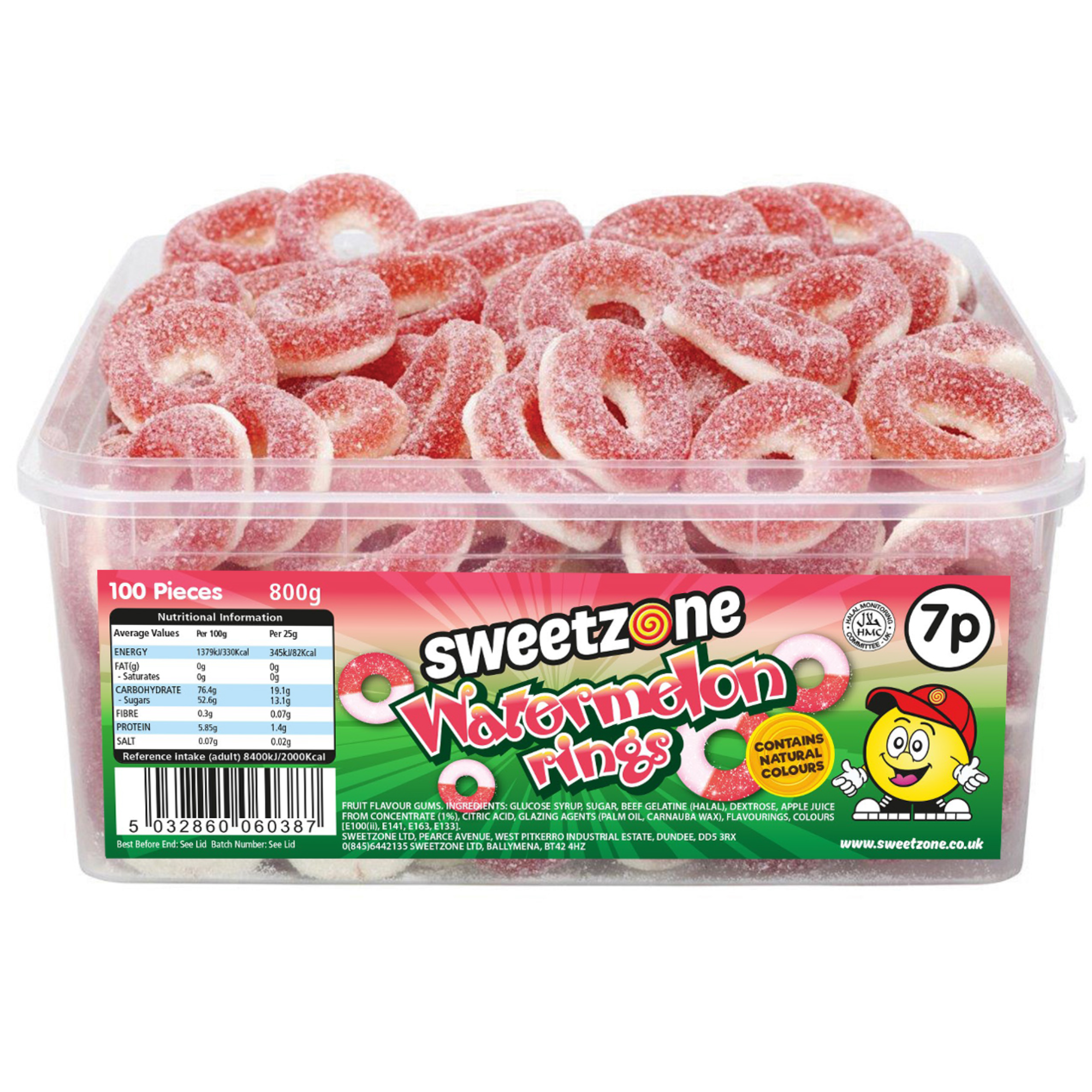 Watermelon Rings 7p Tub 800g