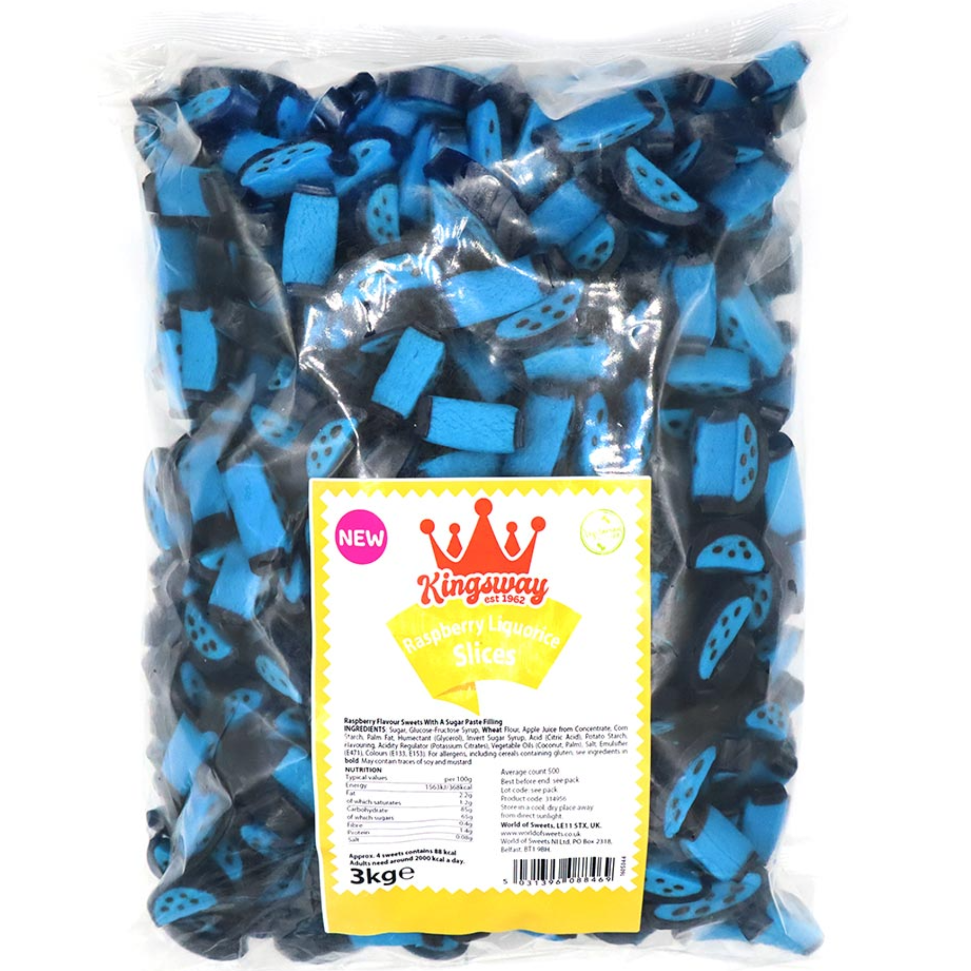 Kingsway Raspberry Liquorice Slices Bag 3kg