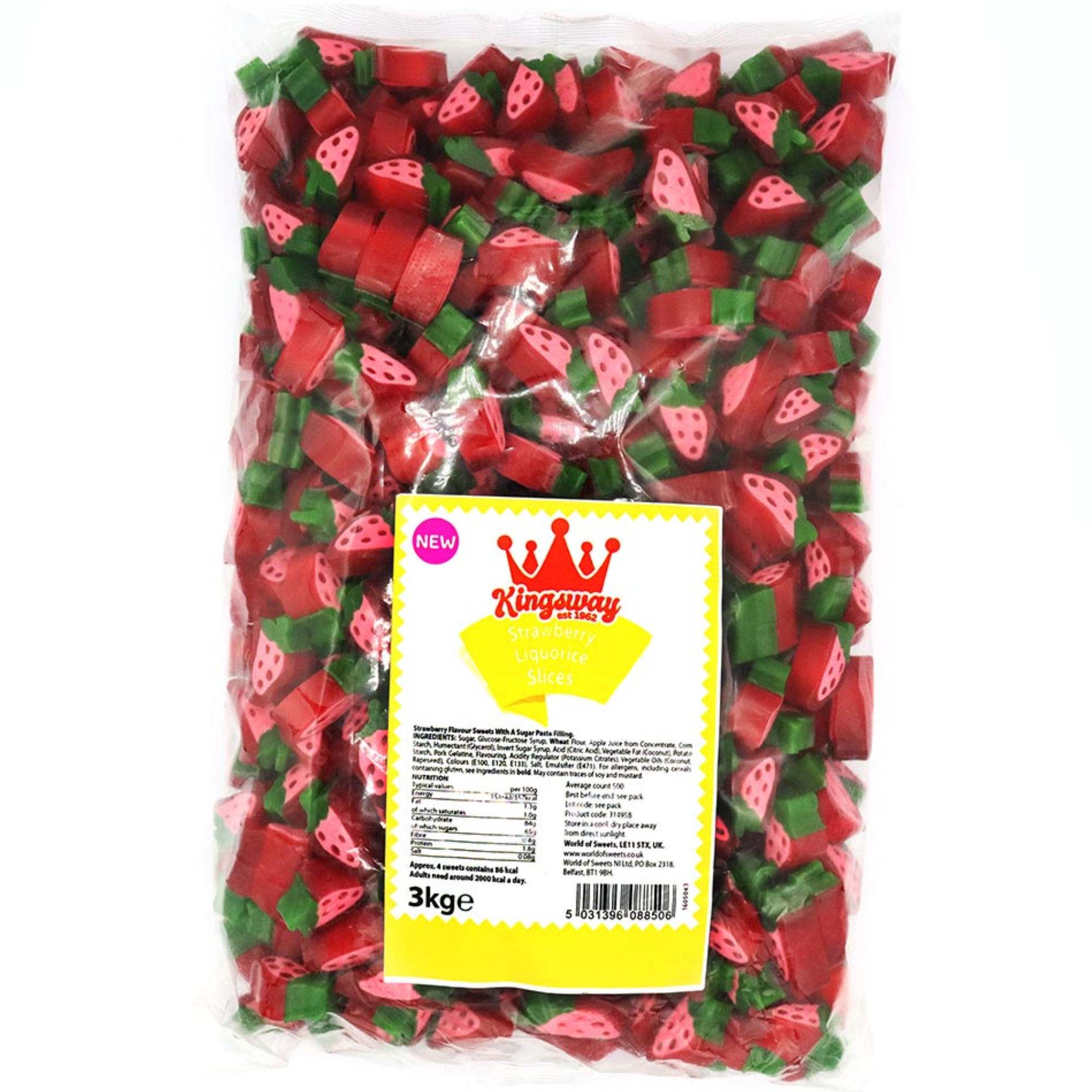 Kingsway Strawberry Liquorice Slices Bag 3kg