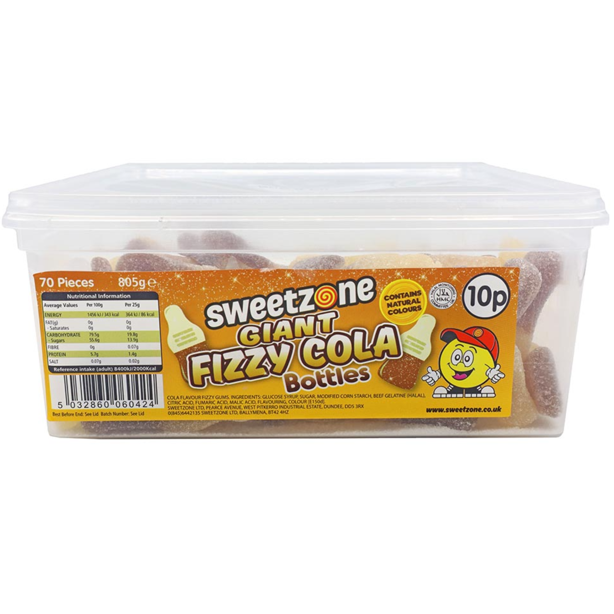 Giant Fizzy Cola Bottles 10p Tub 805g