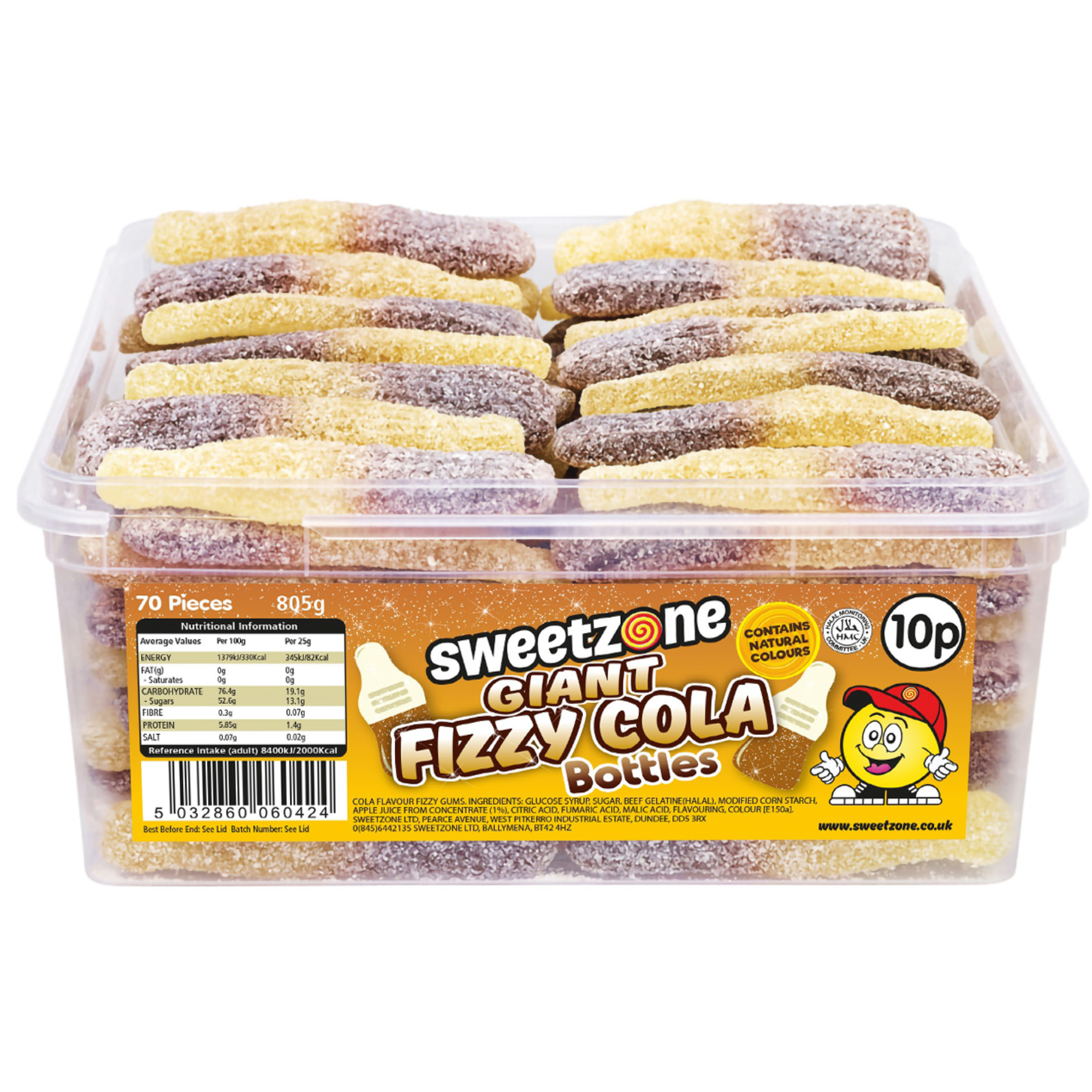 Giant Fizzy Cola Bottles 10p Tub 805g