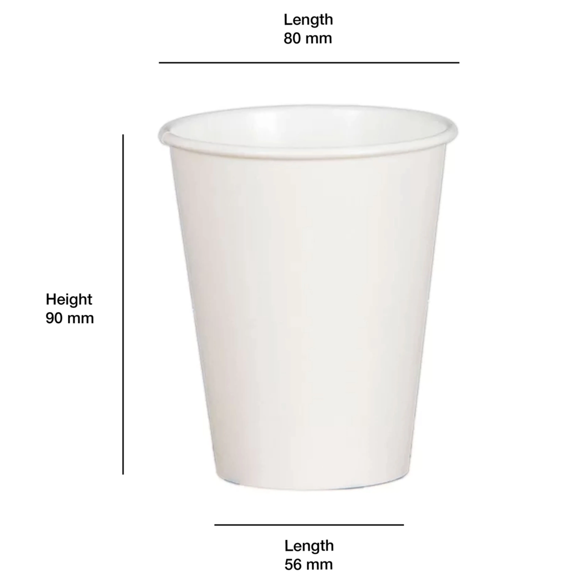 8oz Single Wall White Paper Cup - Full Case 1000 Pack