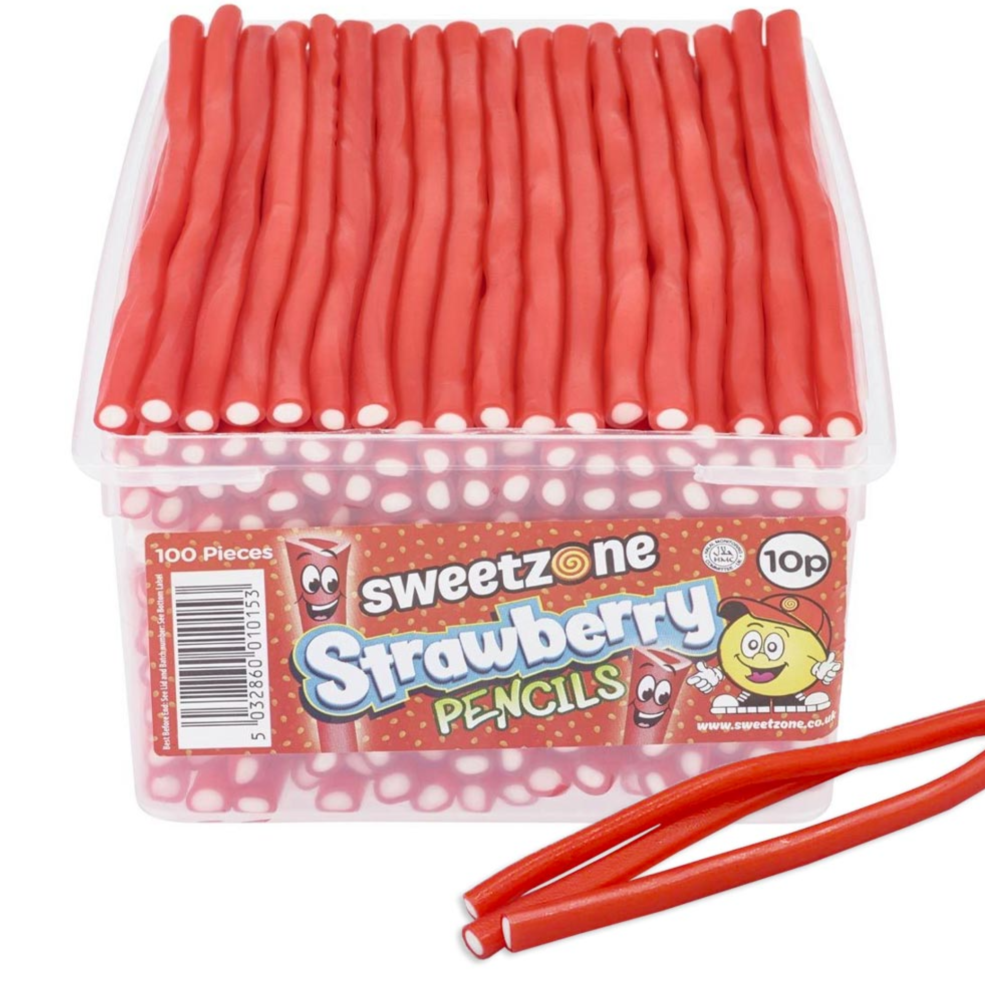 10p Pencils - Fizzy Strawberry (100 Pieces) 1.1kg Tub