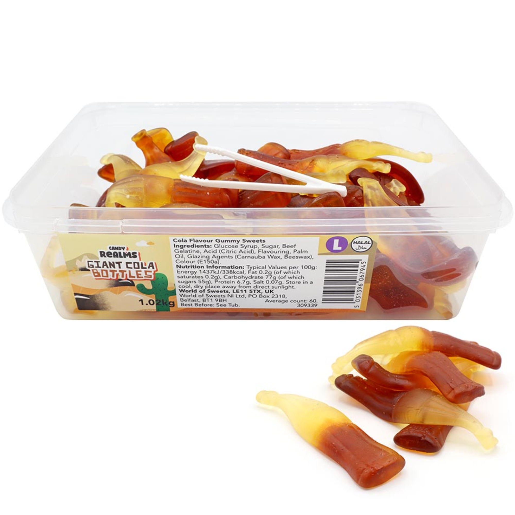 Giant Cola Bottles 1.02kg Tub