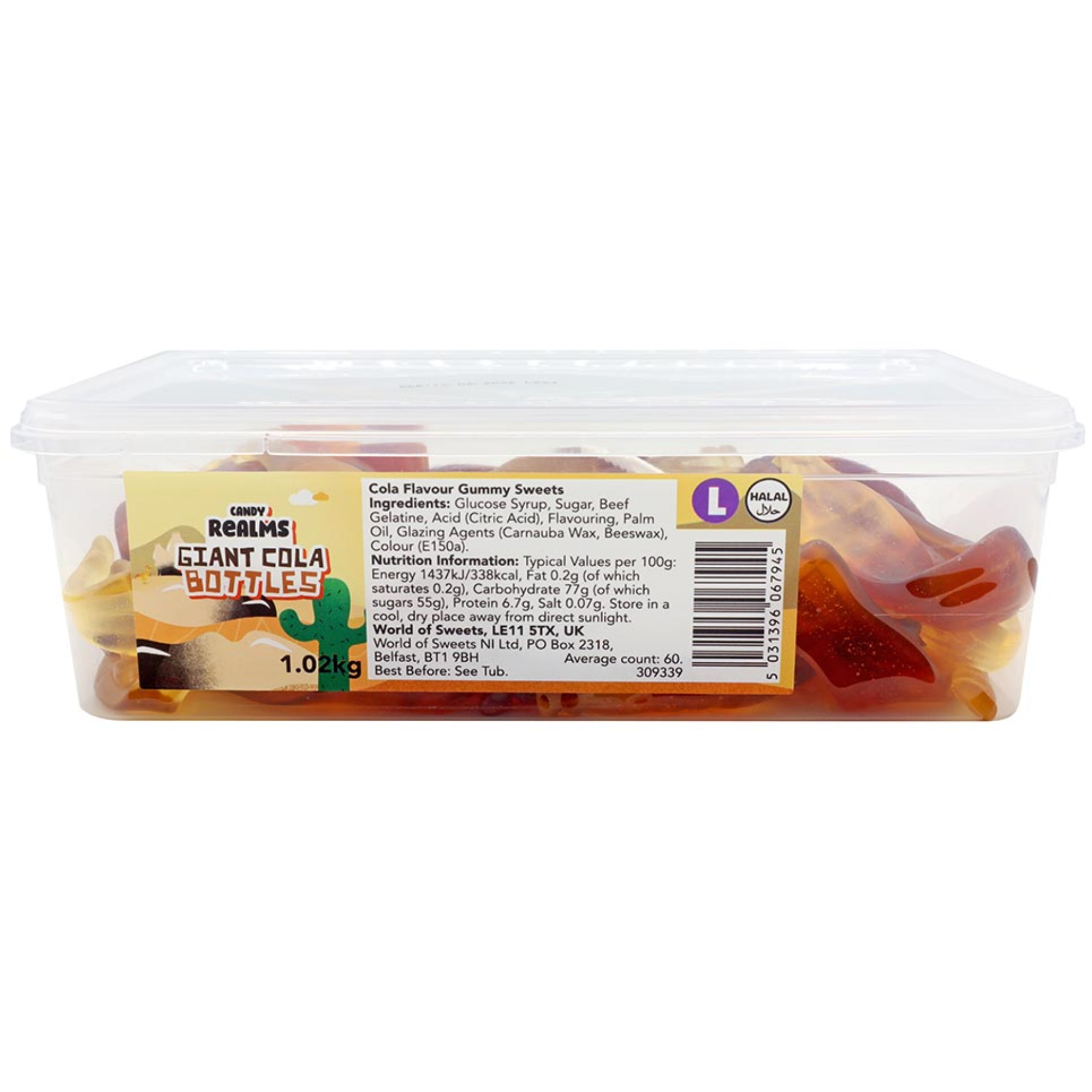 Giant Cola Bottles 1.02kg Tub