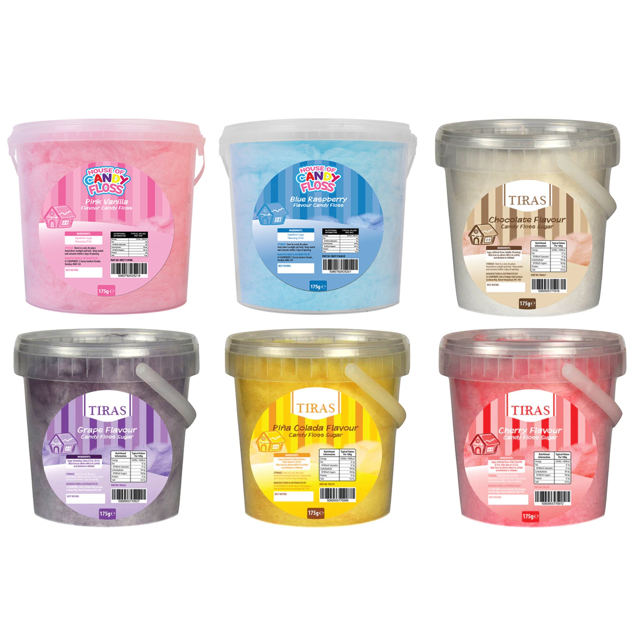 Candy Floss (Large) Tubs 175g x 45 - All Flavours
