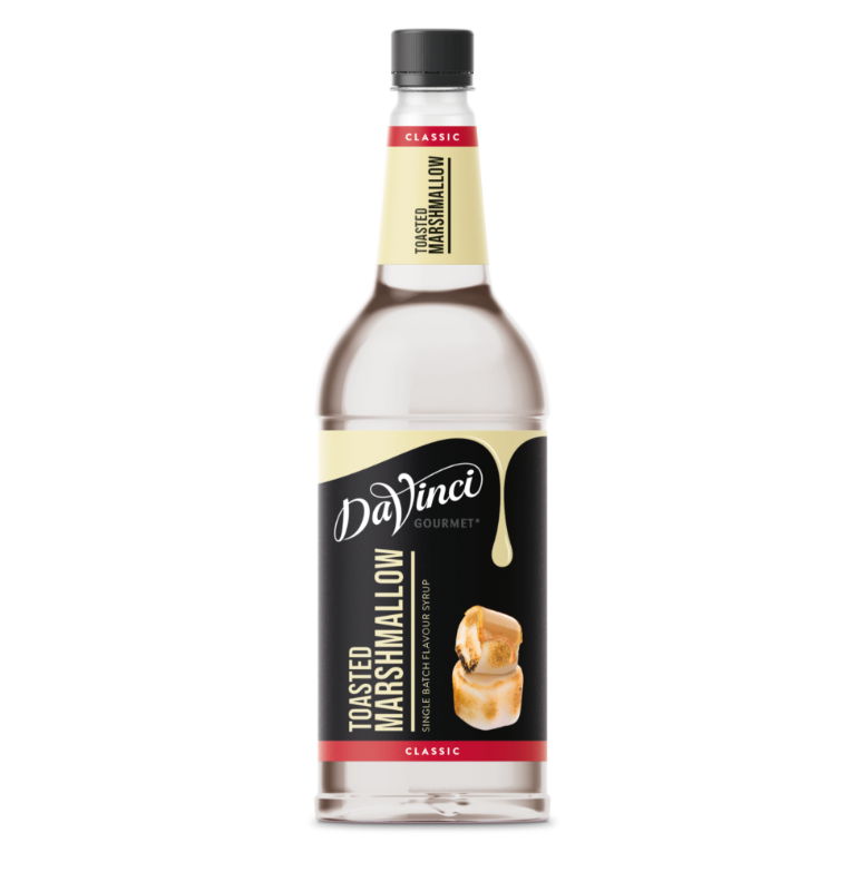 Bottle of DaVinci Gourmet Classic Toasted Marshmallow Syrup 1L, featuring a rich, sweet flavor inspired by toasted marshmallows, ideal for enhancing hot and cold drinks or desserts.