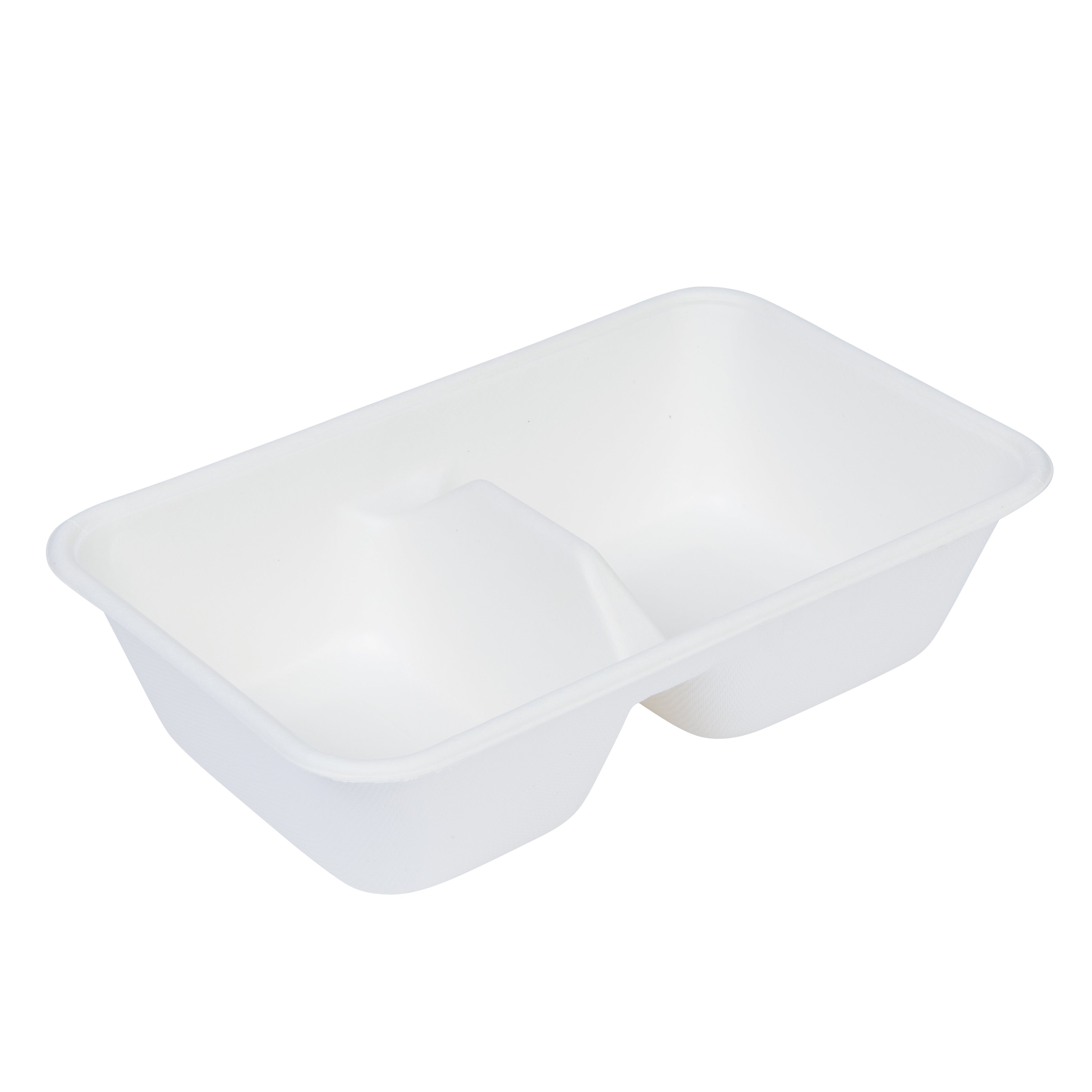 Bagasse 2-Comp Tray With Lid 1000ml/235x145x60mm.