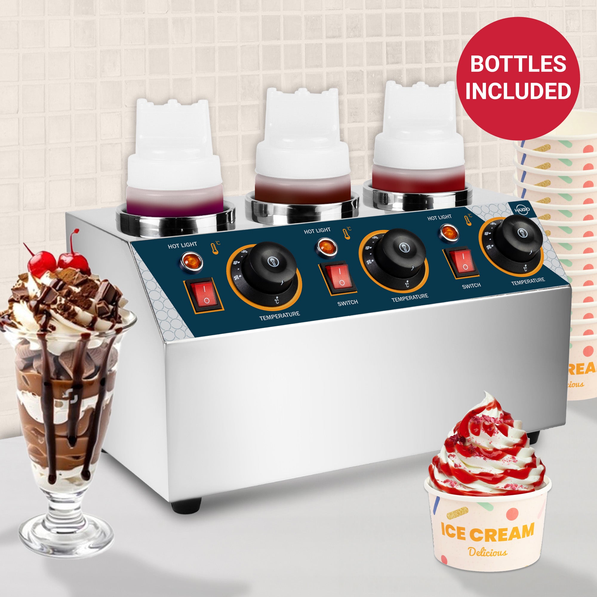 HAXRO 3 Compartment Sauce Warmer