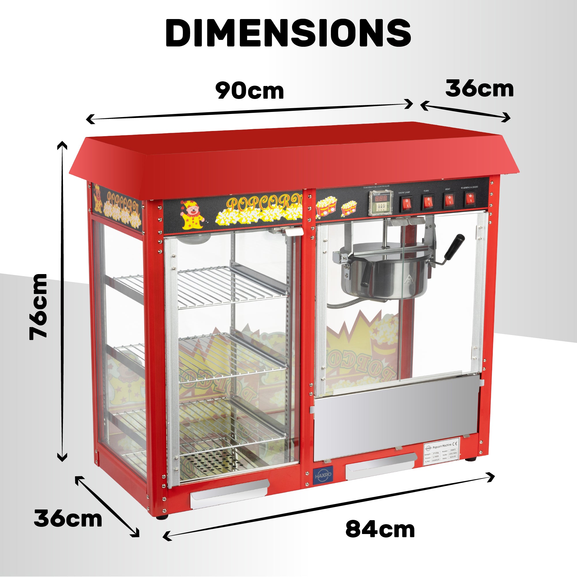 HAXRO Popcorn Machine With 2 Shelves- 8oz