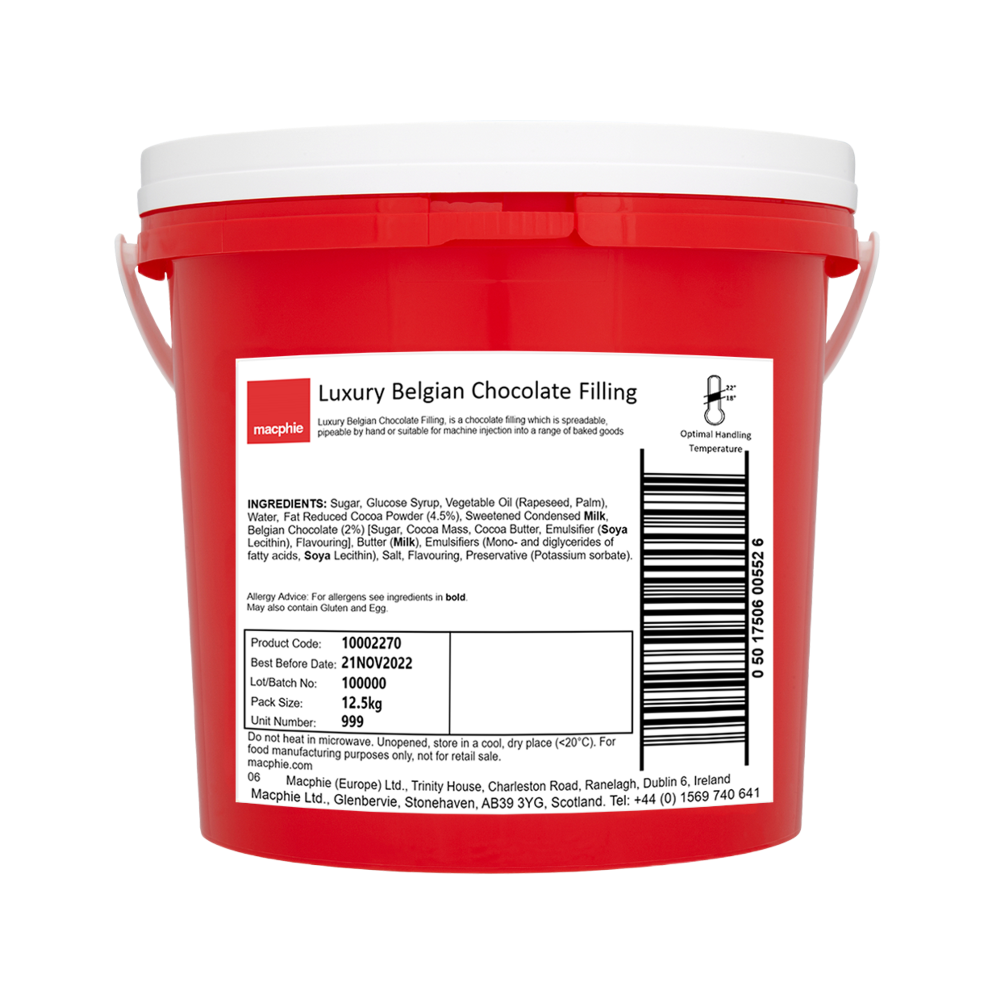 Macphie Luxury Belgian Chocolate Filling 12.5kg