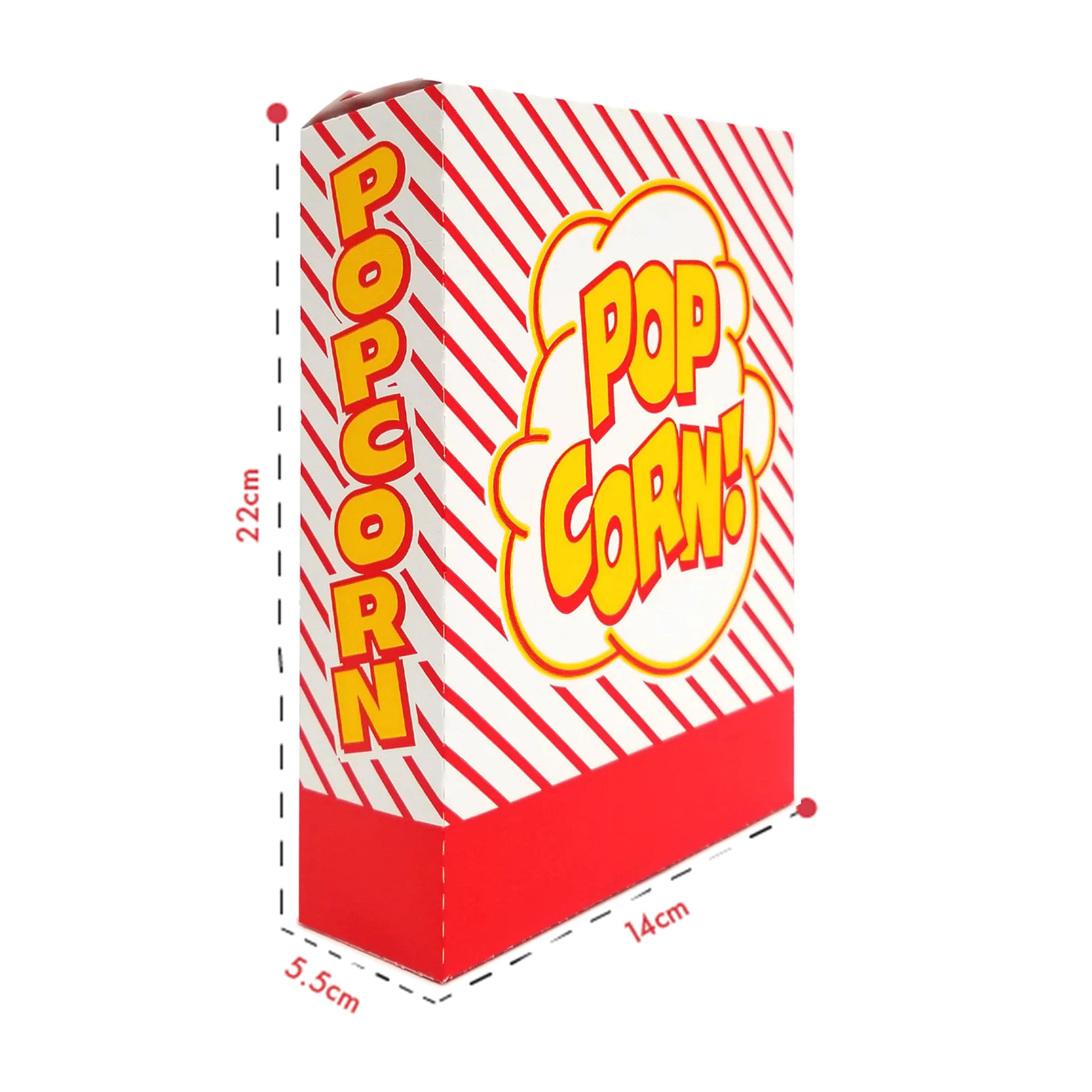 Striped Popcorn Boxes with Fold-up Lids 1.8oz