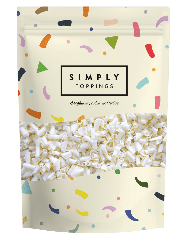 Simply White Chocolate Curls Pouch topping 300g