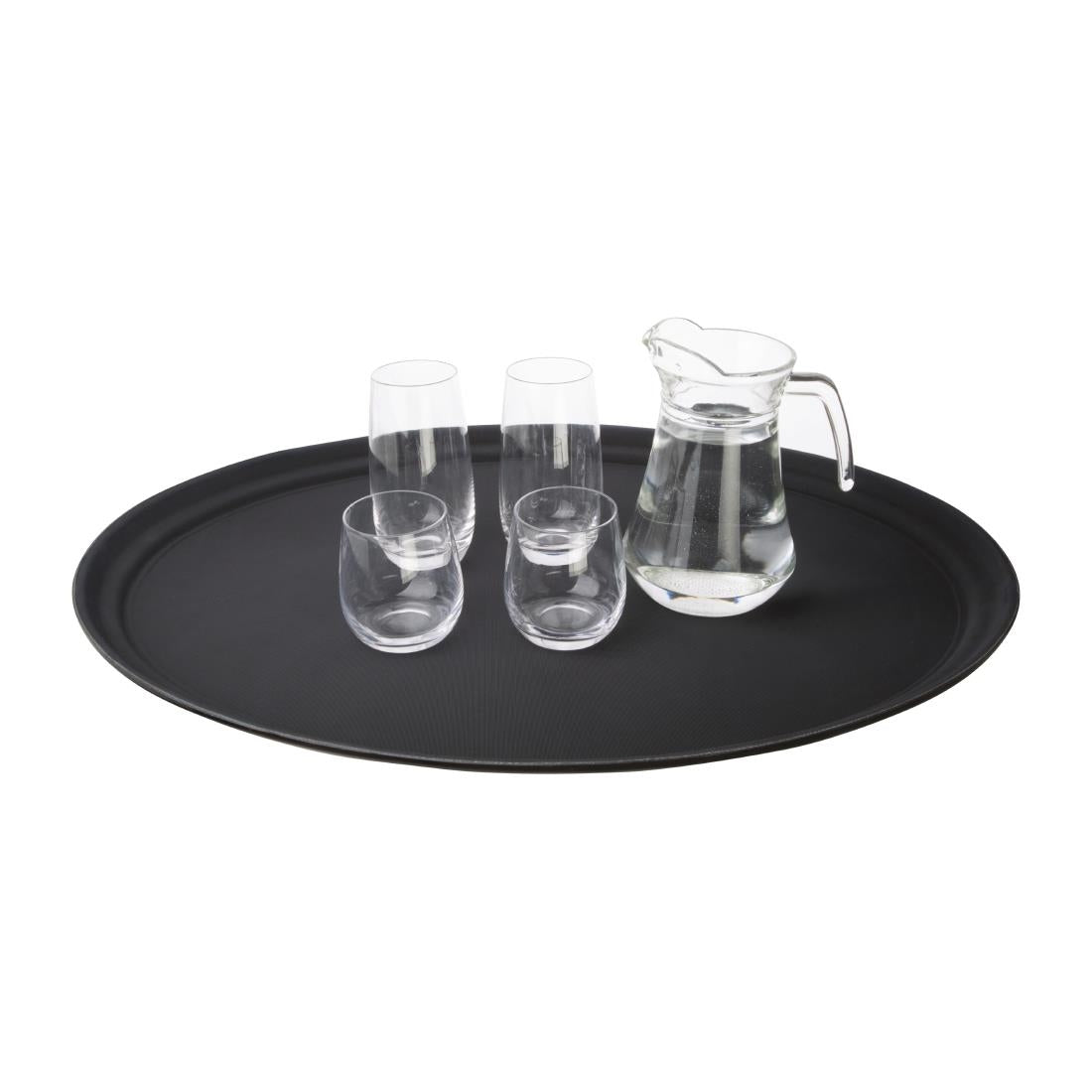 Olympia Kristallon Polypropylene Oval Non-Slip Tray Black 685mm