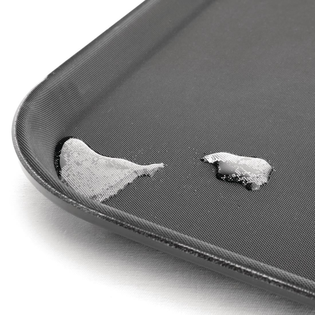 Olympia Kristallon Polypropylene Rectangular Non-Slip Tray Black 457mm