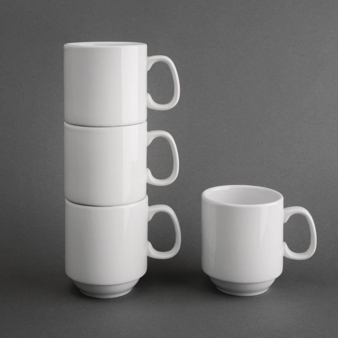 Olympia Whiteware Stacking Mugs 284ml 10oz (12 Pack)
