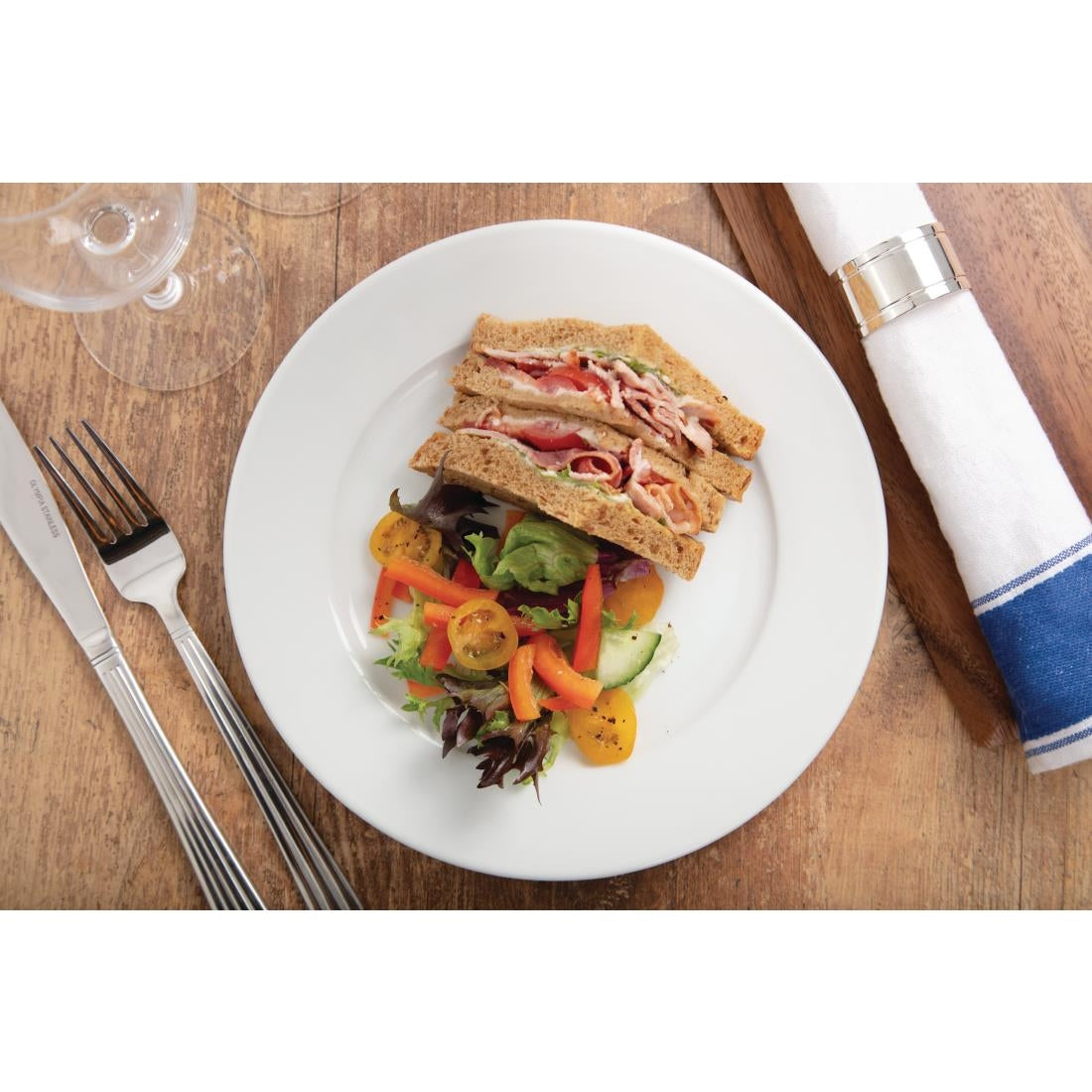 Olympia Whiteware Wide Rimmed Plates 230mm (12 Pack)