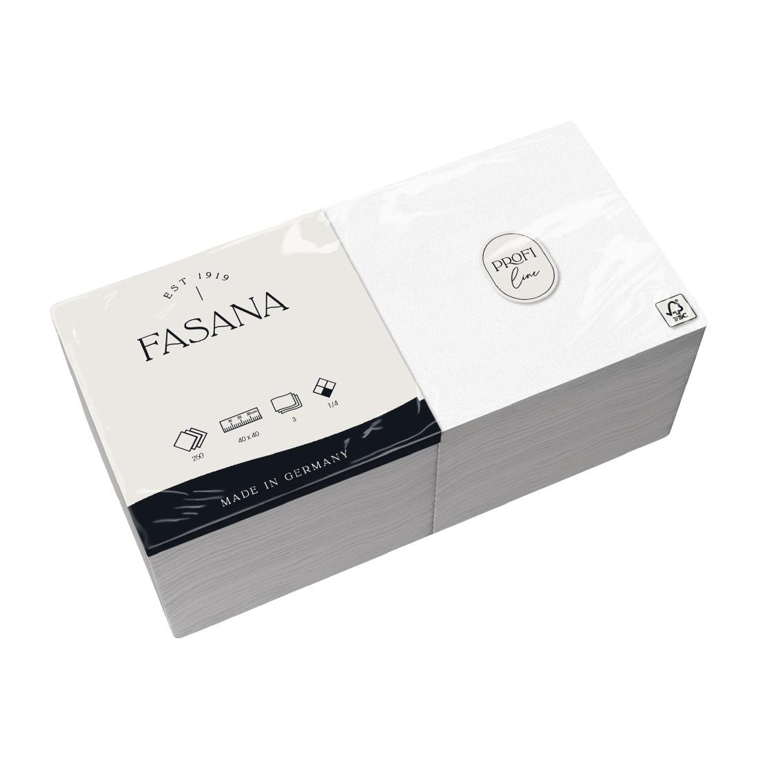 Fasana Dinner Napkin White 400x400mm 3ply 1/4 Fold (1000 Pack)