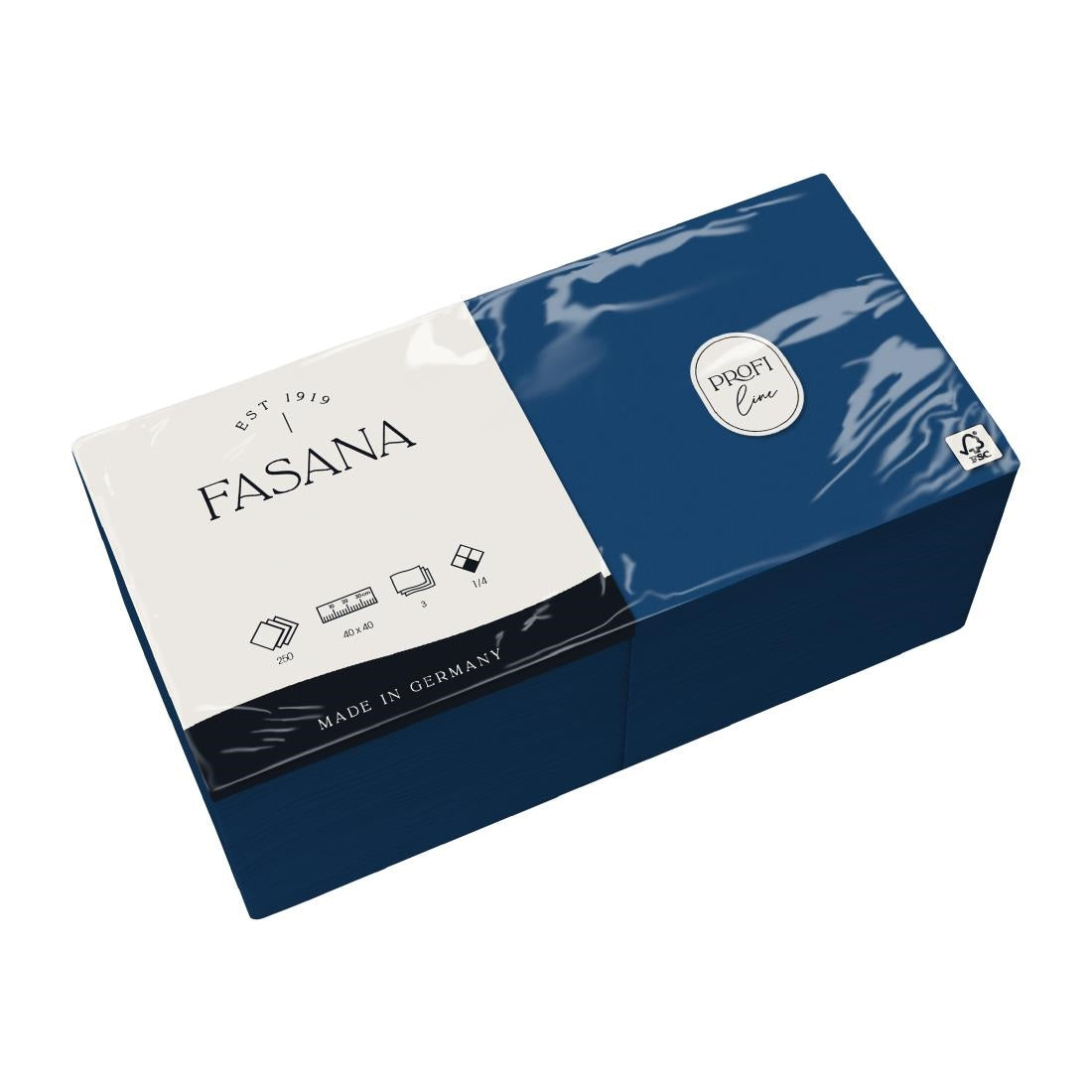 Fasana Dinner Napkin Blue 40x40cm 3ply 1/4 Fold (1000 Pack)