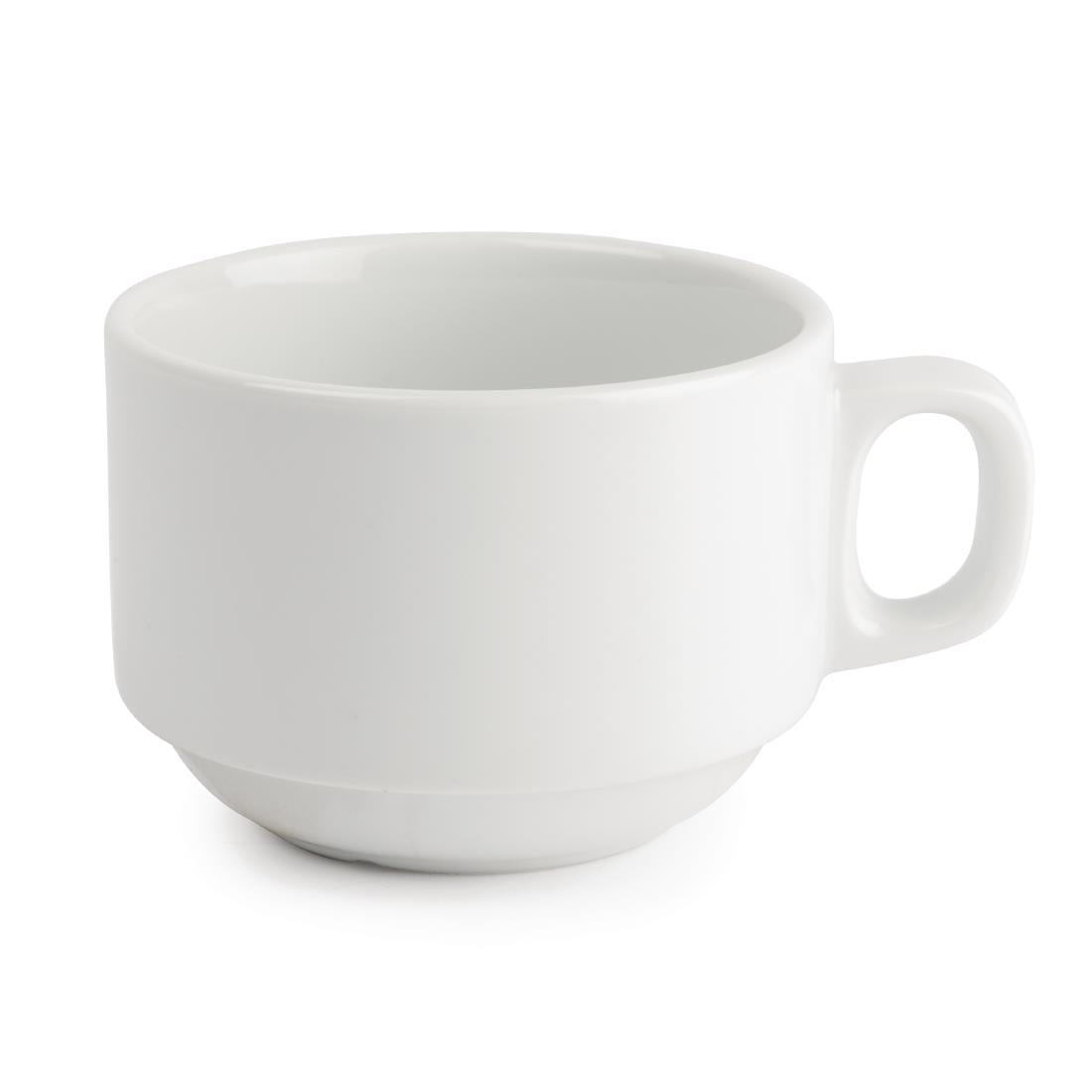 Royal Porcelain Classic White Stackable Tea Cups 200ml (12 pack)