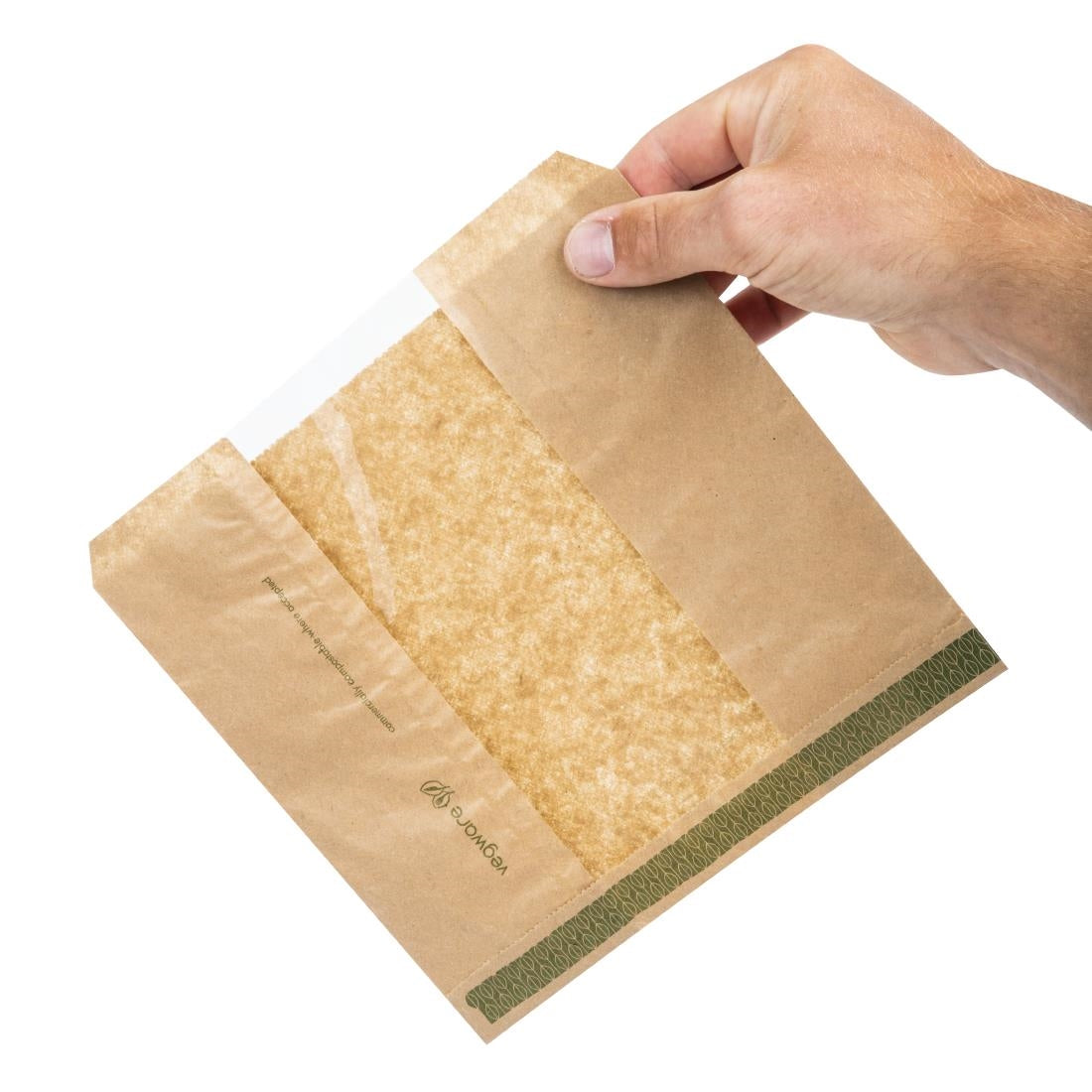 Vegware Compostable Kraft Sandwich Bags with NatureFlex Window Small (1000 pack)