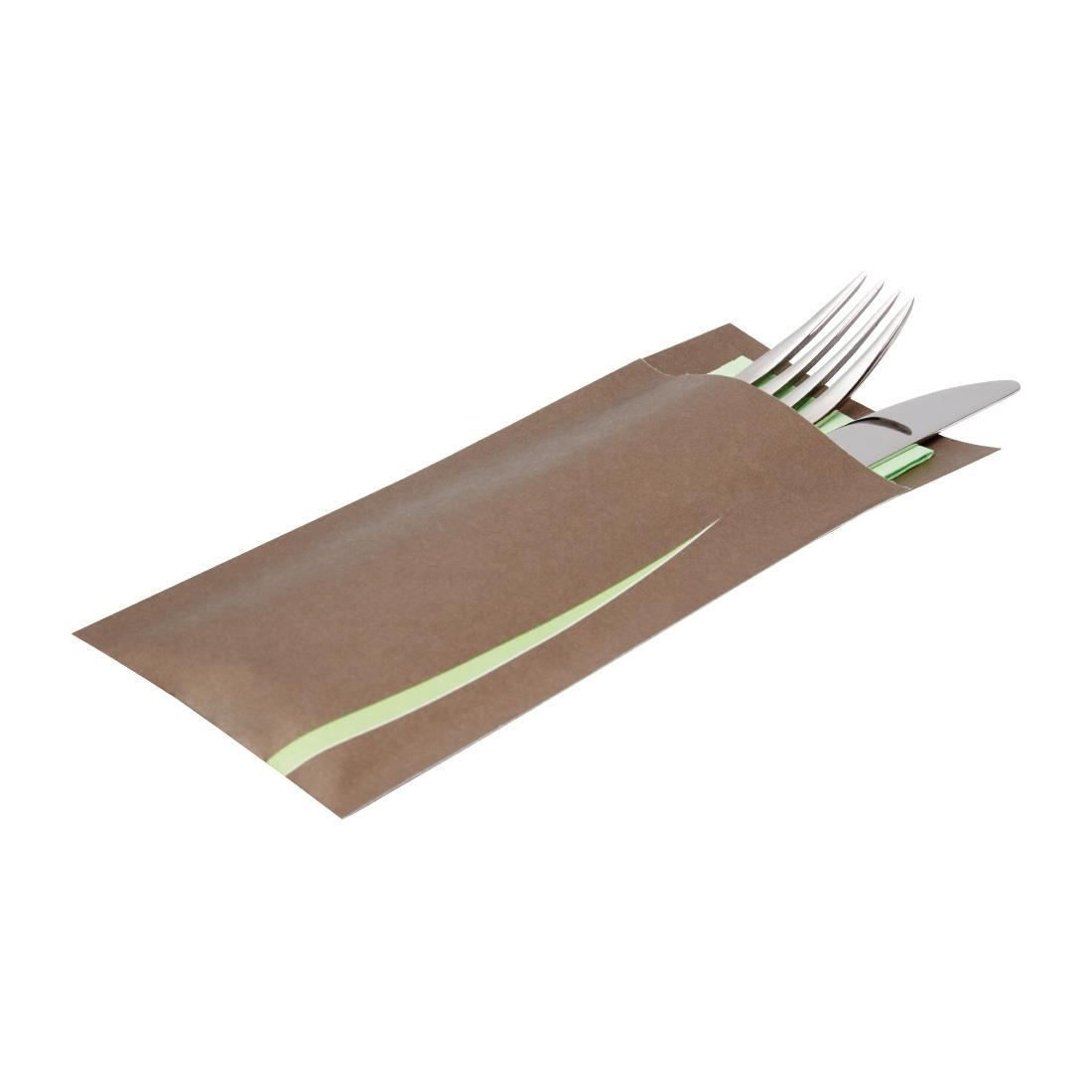 Europochette Bari Brown Cutlery Pouch with Napkin (100 pack)