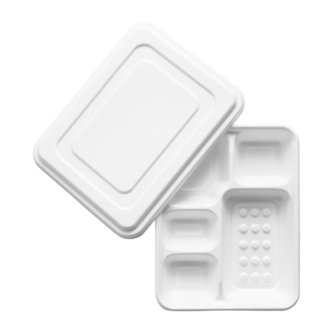 Vegware 5 Compartment Bagasse Meal Trays with Lid (200 pack)