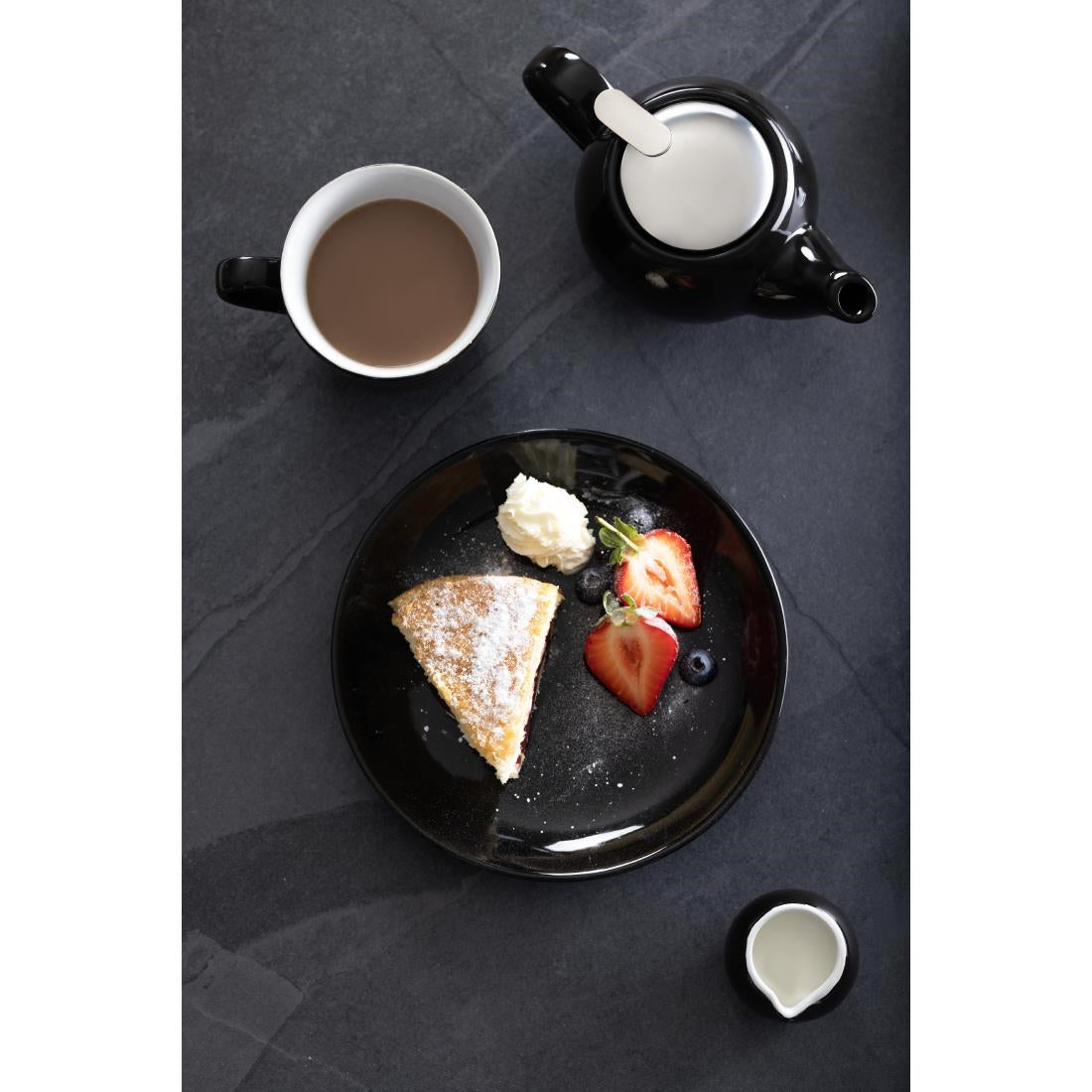 Olympia Cafe Coupe Plate Black - 200mm 8" (12 Pack)