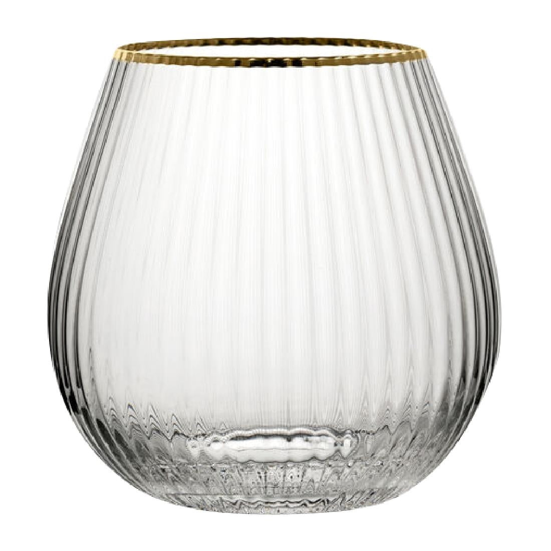 Utopia Hayworth Stemless Gin Gold Rim Glasses 650ml (6 pack)