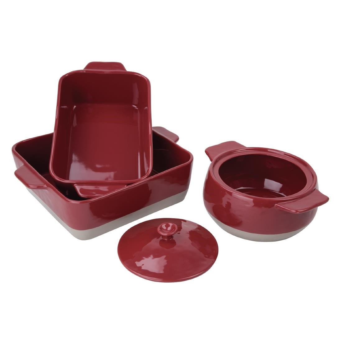 Olympia Red And Taupe Ceramic Roasting Dish