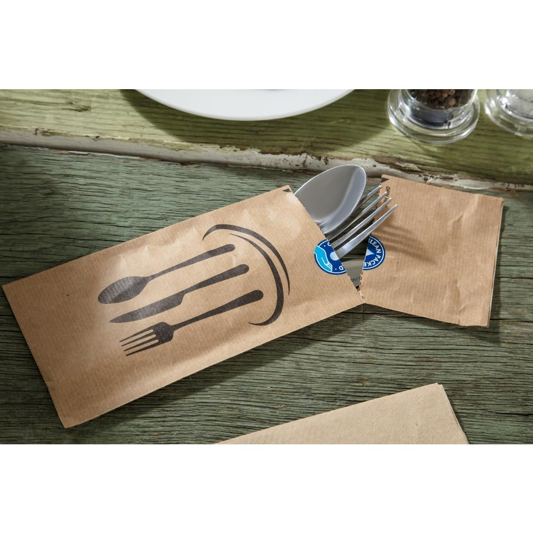 Kraft Recyclable Sealable Paper Cutlery Bags (2000 pack)